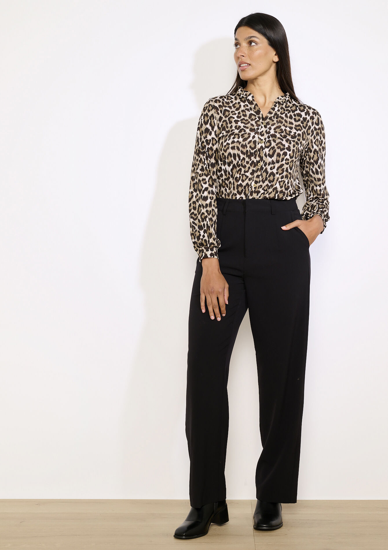 Vloeiende blouse met print, Vloeiende blouse met print - BROWN DARK CHOCOLATE - 02400367