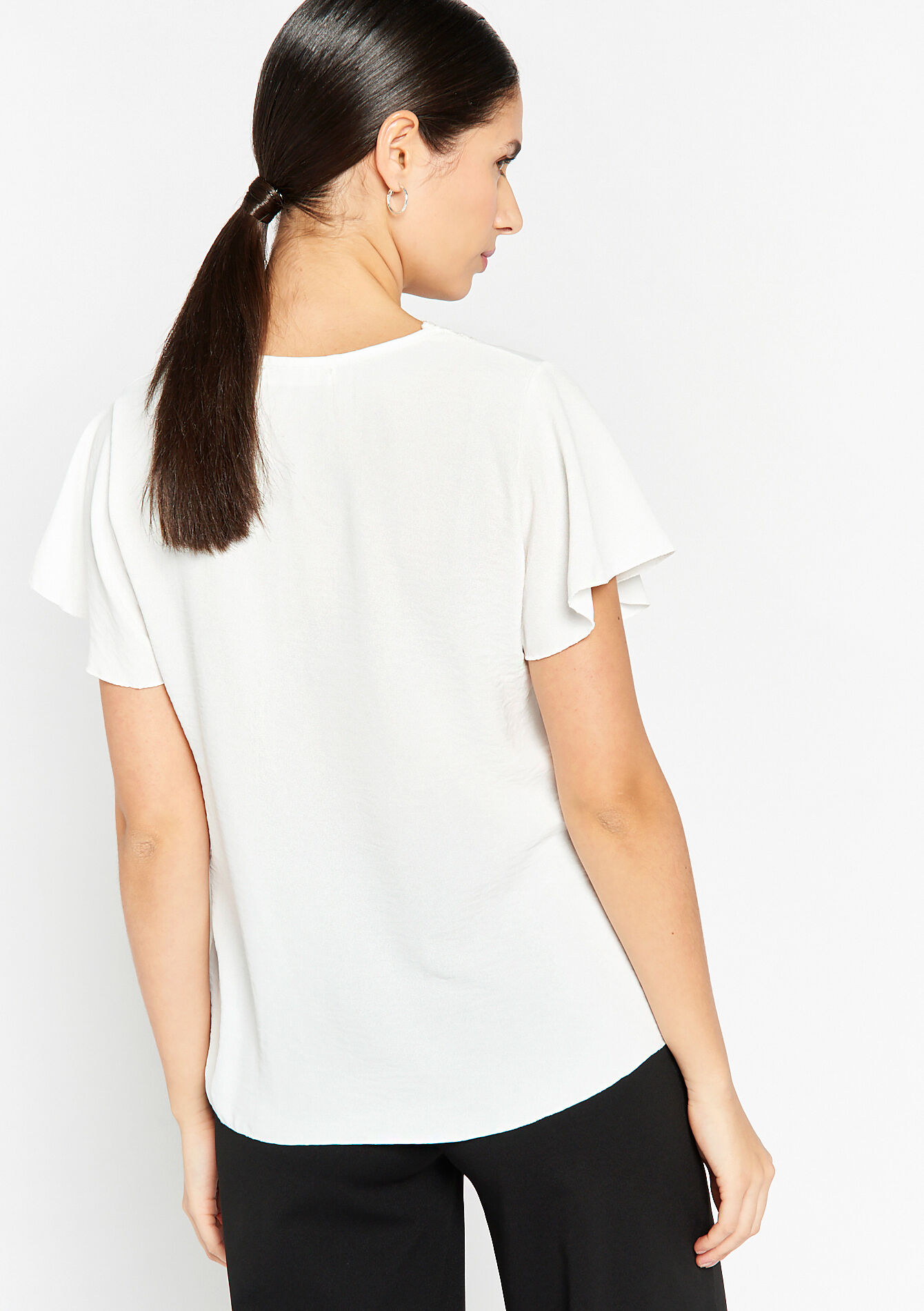 Blouse with V-neck, Blouse with V-neck - OPTICAL WHITE - 05702156_1019
