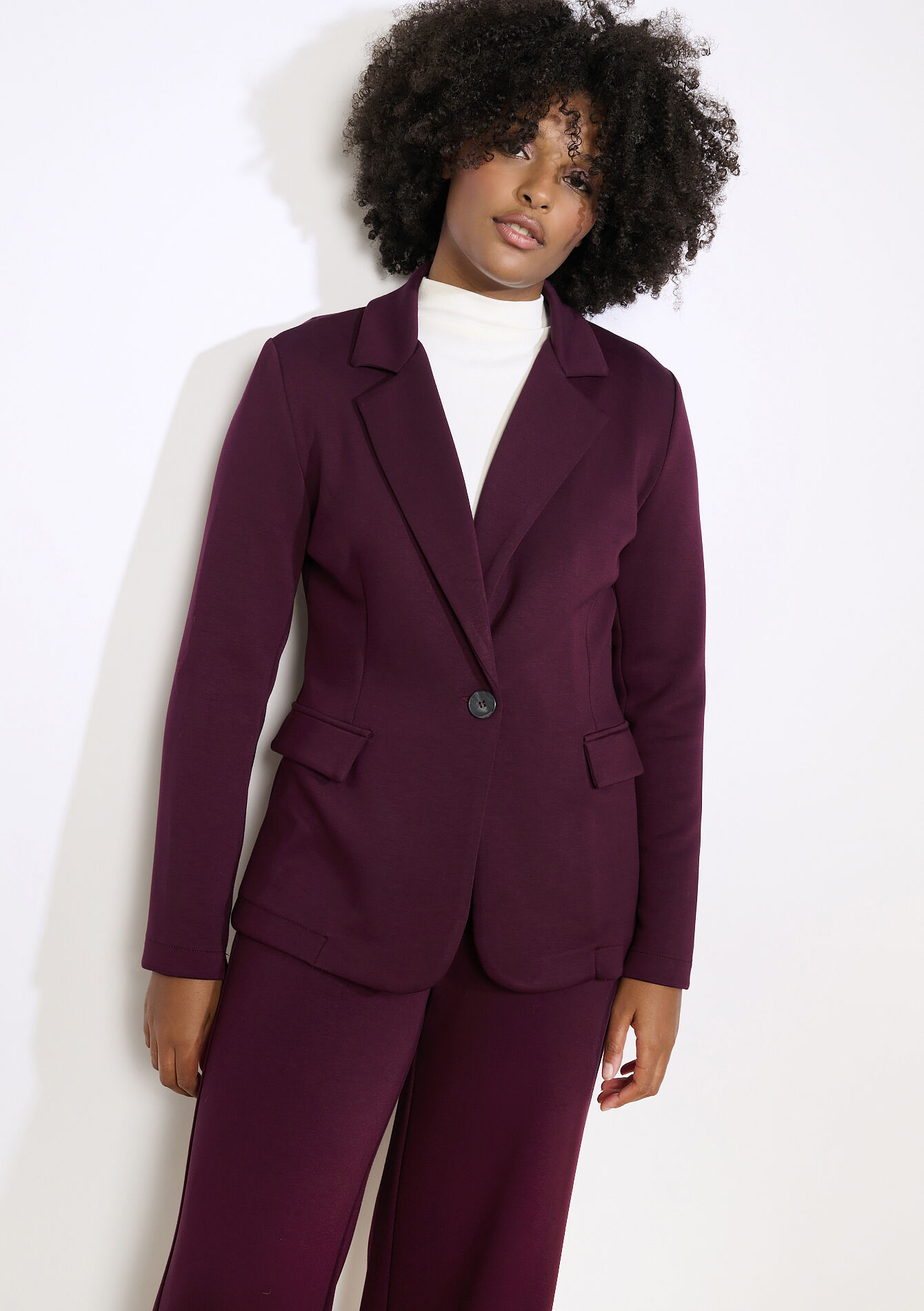 Rechte blazer met structuur, Rechte blazer met structuur, , back