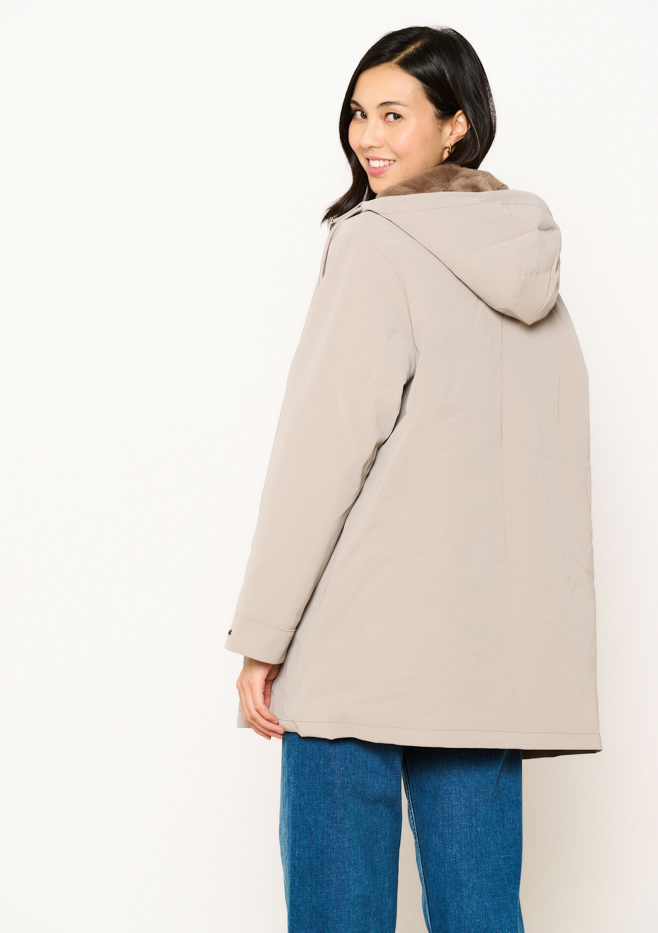 Waxed parka with fluffy lining, Waxed parka with fluffy lining - TAUPE - 1120261