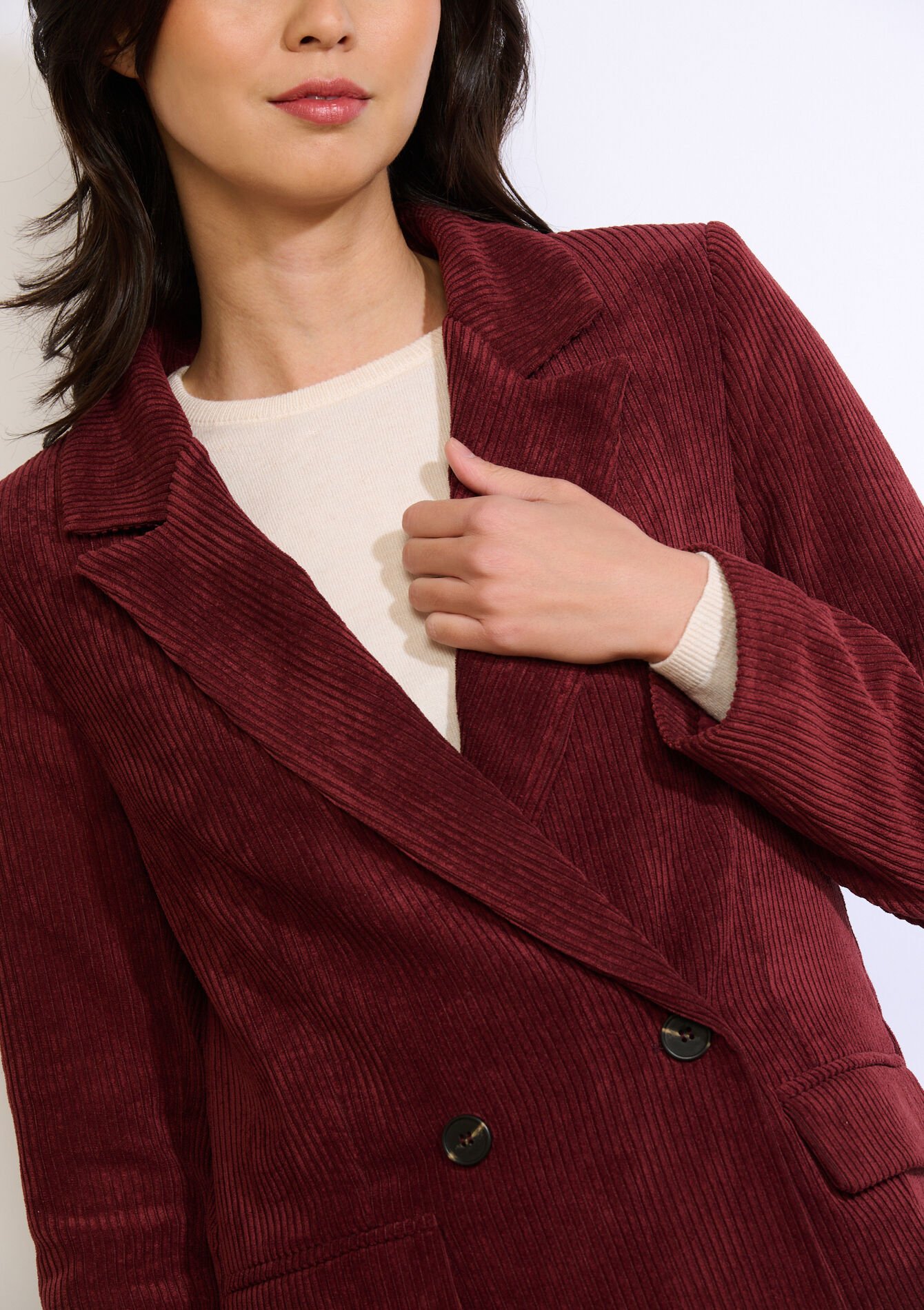 Getailleerde corduroy blazer - BORDEAUX WINE - 09101112_5514