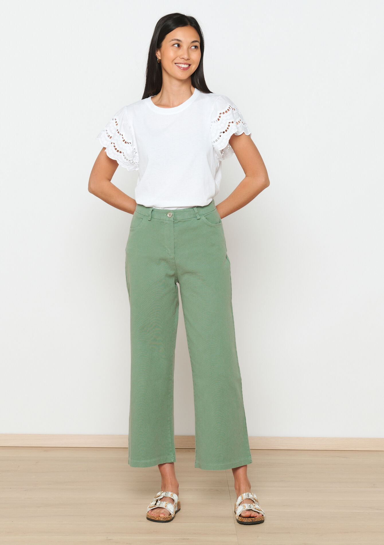 Katoenen broek - LIGHT KHAKI - 06004521_4405