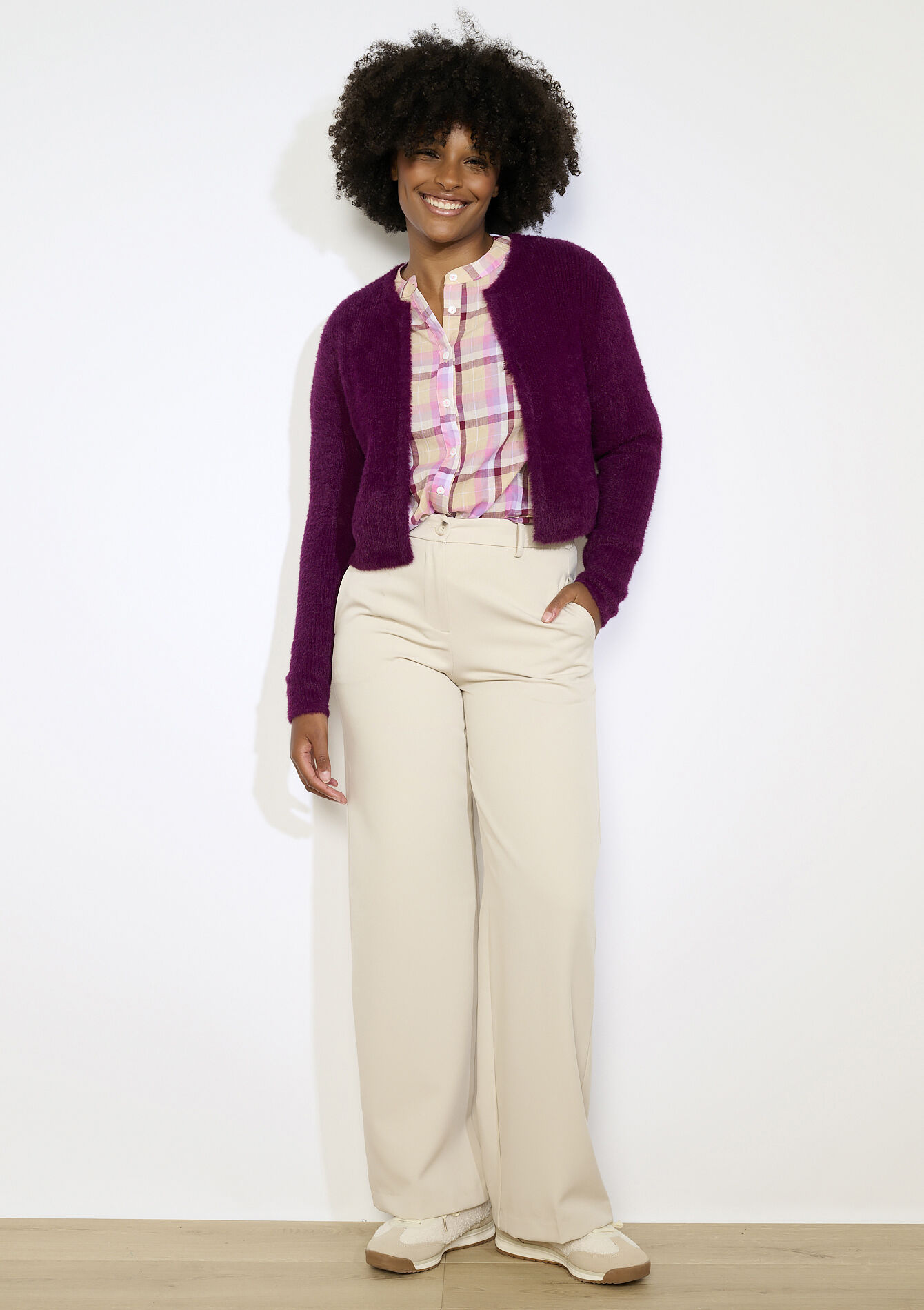 Kort fluffy vestje, Kort fluffy vestje - AUBERGINE - 04101305_1537