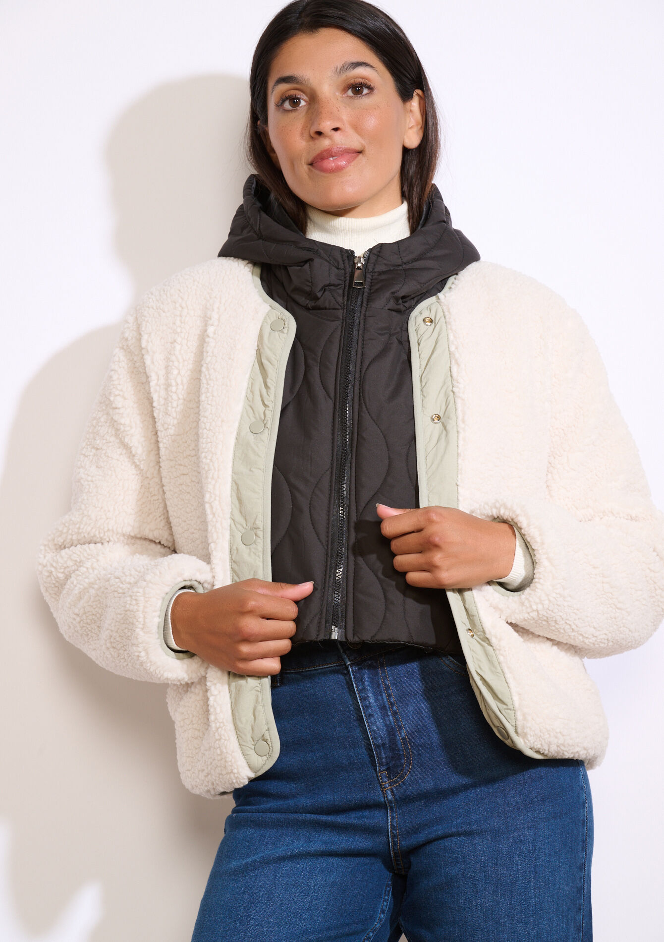 Gewatteerde donskap met kraag, Gewatteerde donskap met kraag - BLACK - 17002190_1119