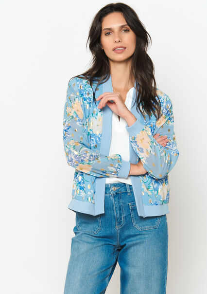 Fluid jacket with floral print - BLUE SKY - 09100929_3009