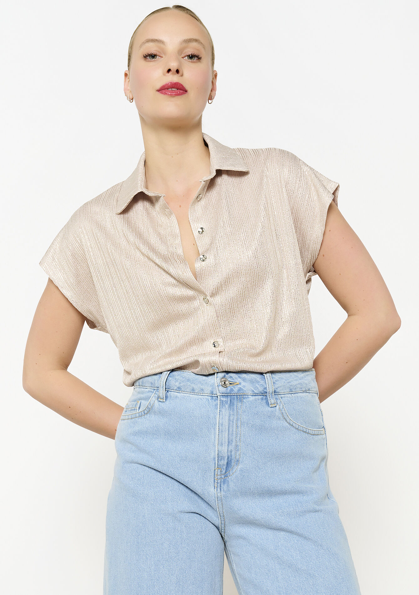 Satijnachtige blouse, Satijnachtige blouse - GOLD - 02301791_1058