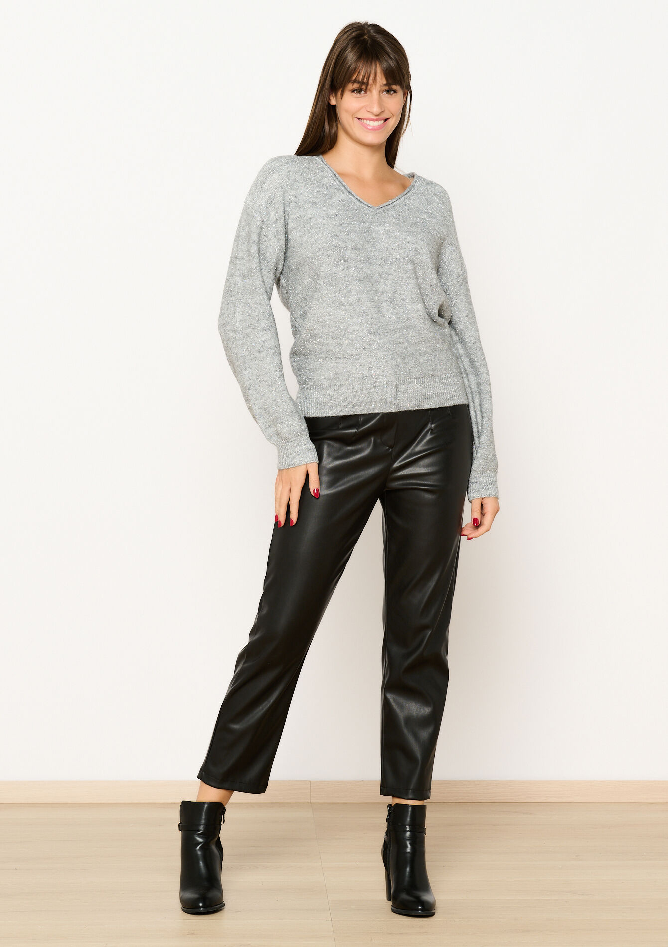 Trui met pailletten, Trui met pailletten - GREY MED MEL - 04006533_3507