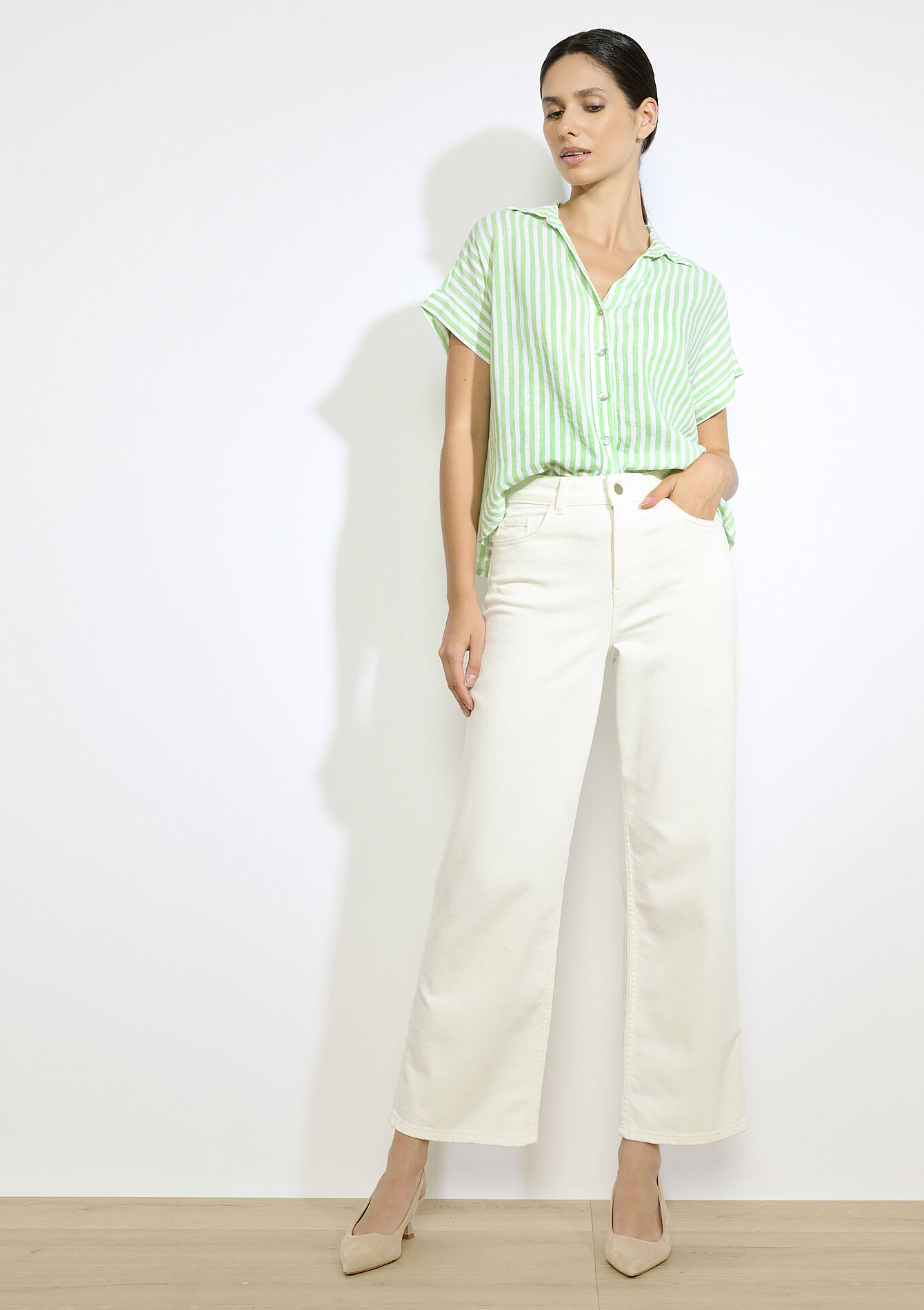 Chemise rayée légère, Chemise rayée légère - MINT GREEN - 05702845_1723