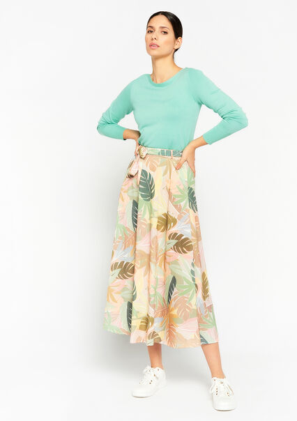 Maxi skirt with tropical print - LT BEIGE - 07101100_2527