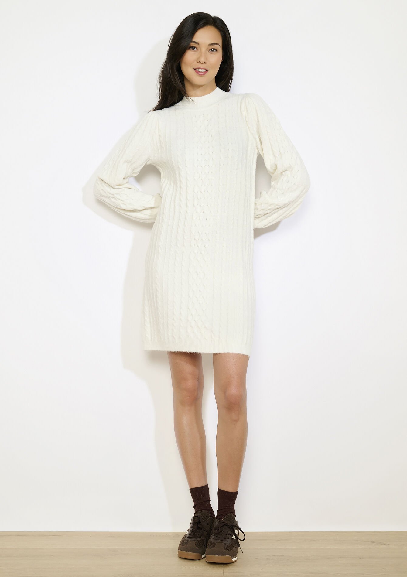 Robe pull torsadée, Robe pull torsadée - VANILLA WHITE - 08104056_1013