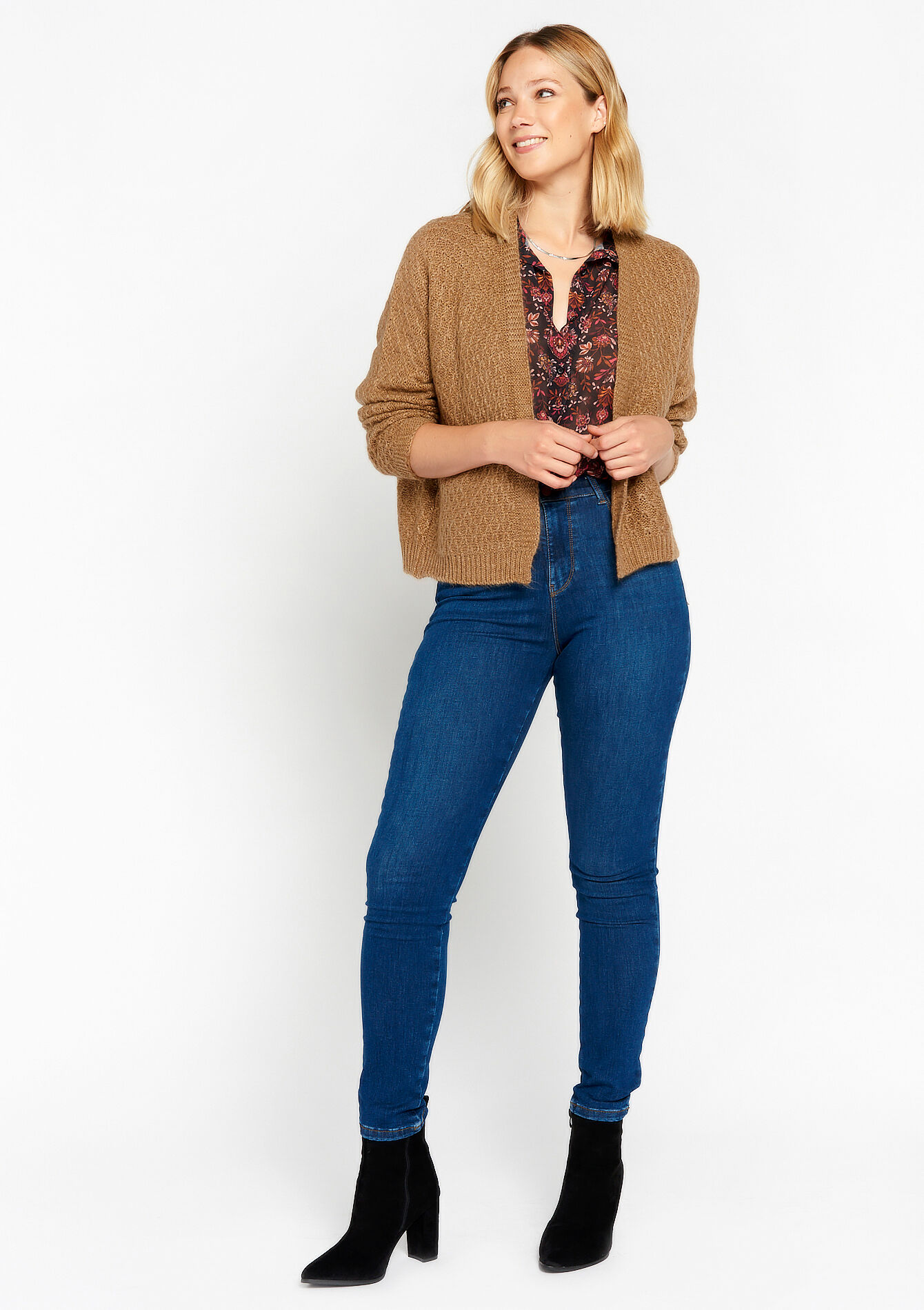 Open-knit cardigan, Open-knit cardigan - LIGHT CAMEL - 04101088_3814