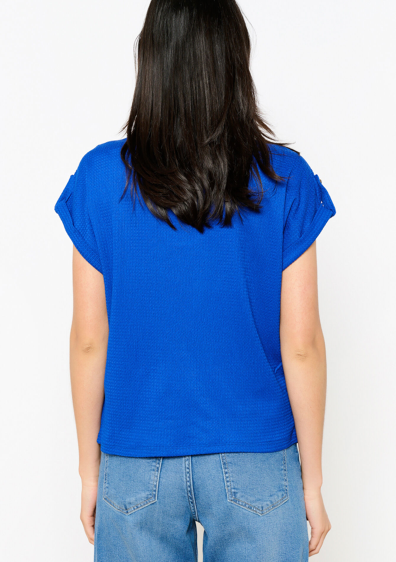 Blouse en tissu crêpé, Blouse en tissu crêpé - ELECTRIC BLUE - 02301648_1619