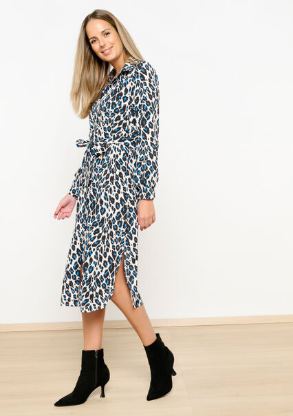 Robe-chemise à imprimé léopard - BLEU - 08103500_2925
