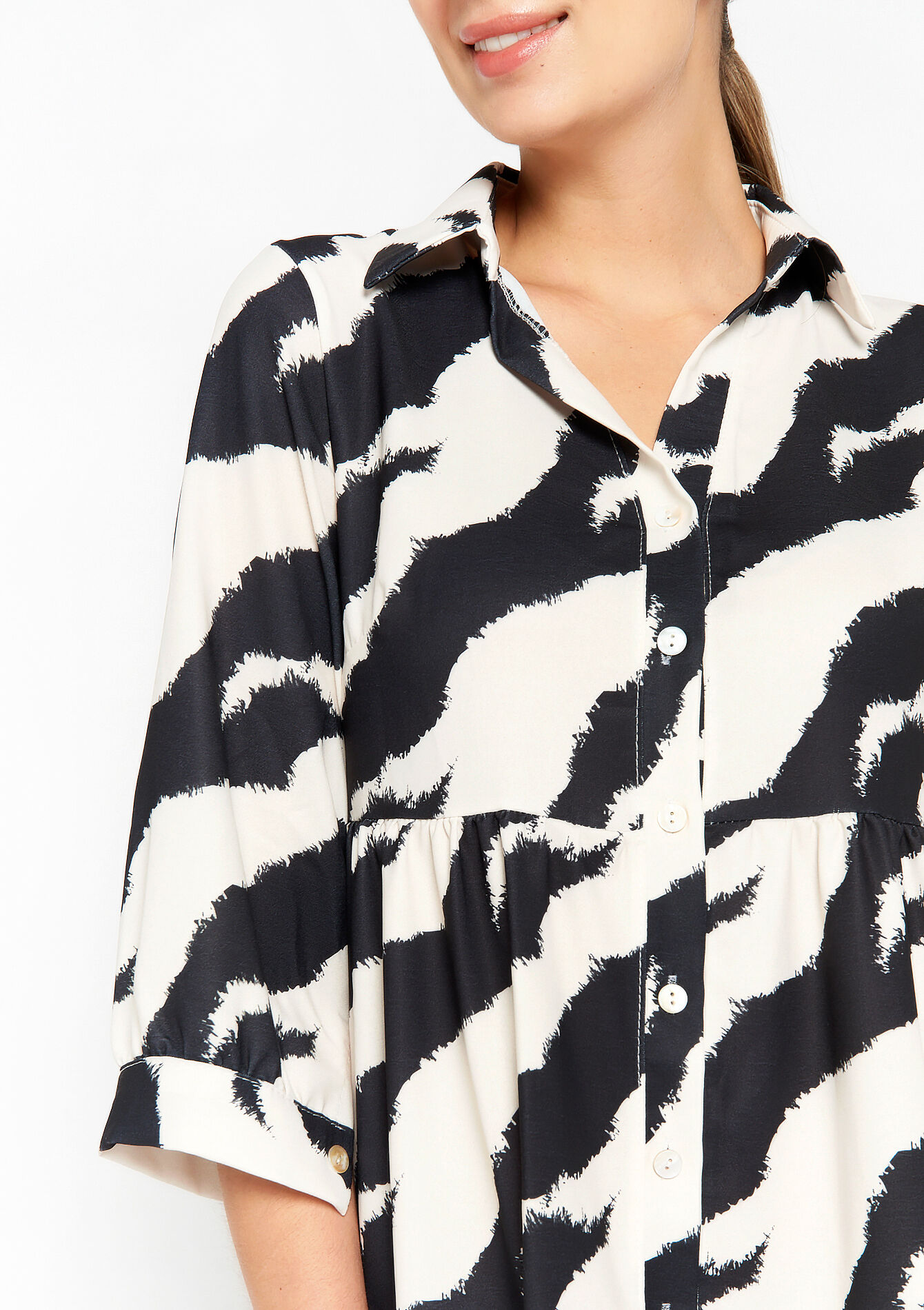 Robe babydoll à imprimé zébré, Robe babydoll à imprimé zébré - BLACK - 08103235_1119