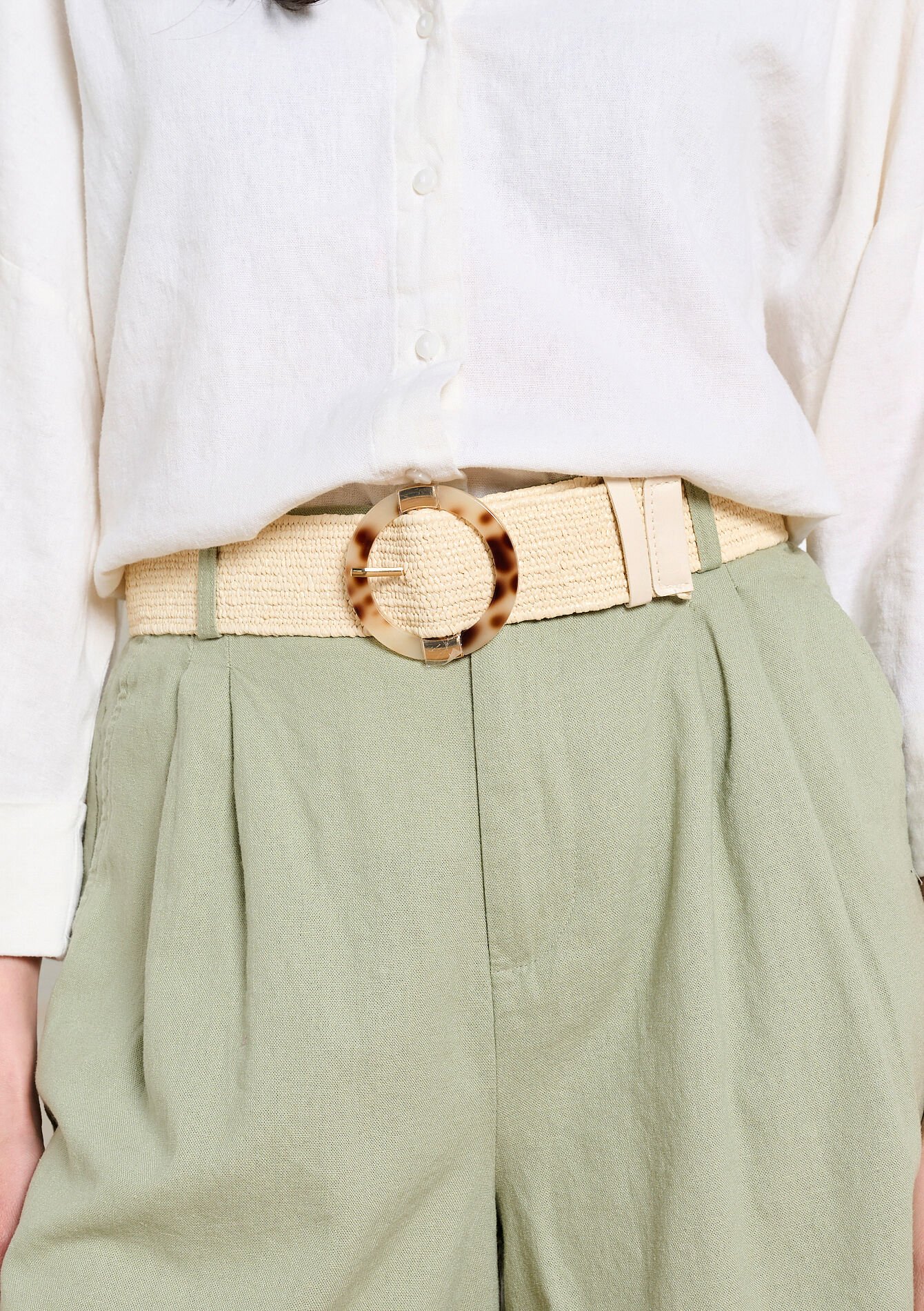 Ceinture tressée boucle ronde, , hi-res