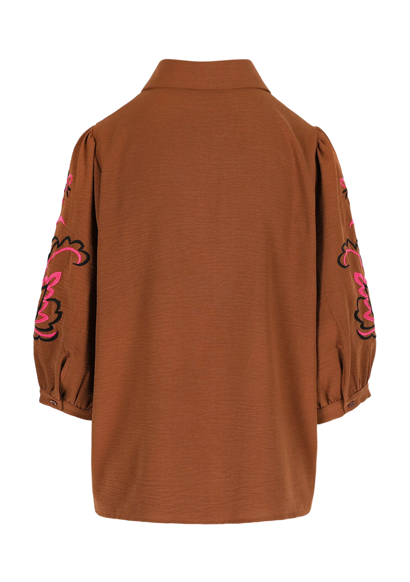 Chemise brodée manches 3/4, Chemise brodée manches 3/4 - CARAMEL - 05702990_1953