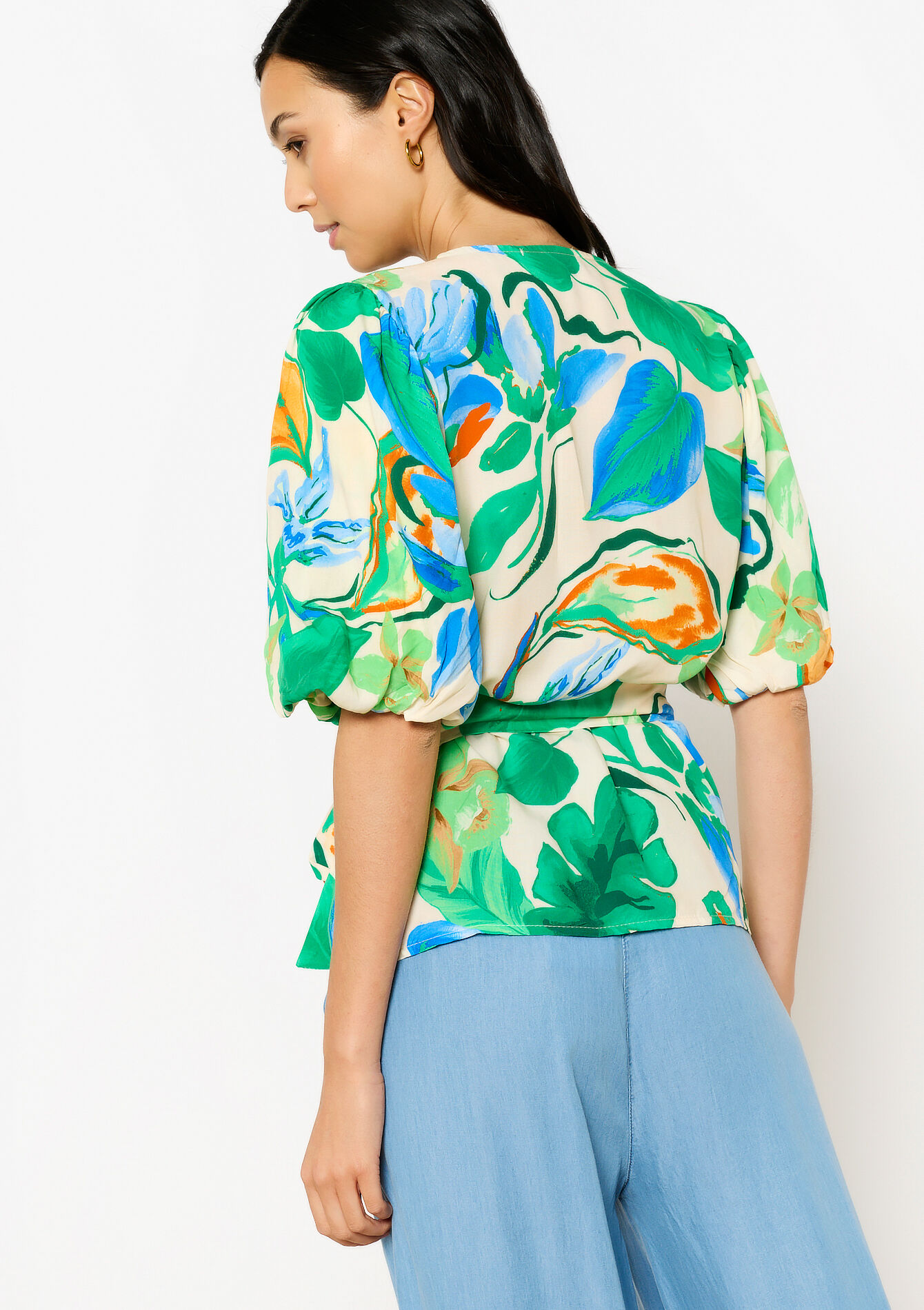 Wrap top with floral print - OFFWHITE - 05702579_1001