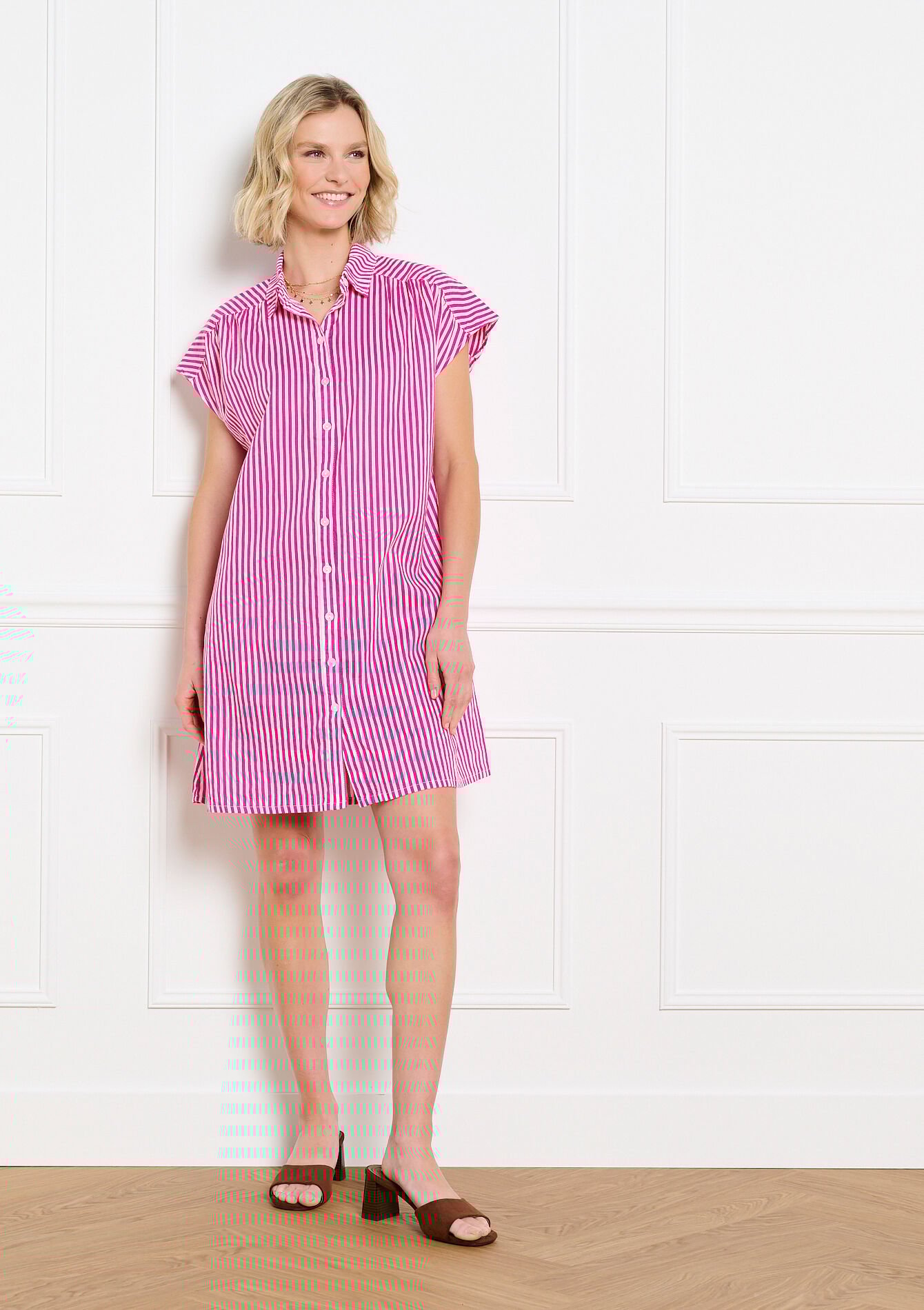 Robe chemise rayée fluide - OPTICAL WHITE - 08104353_1019