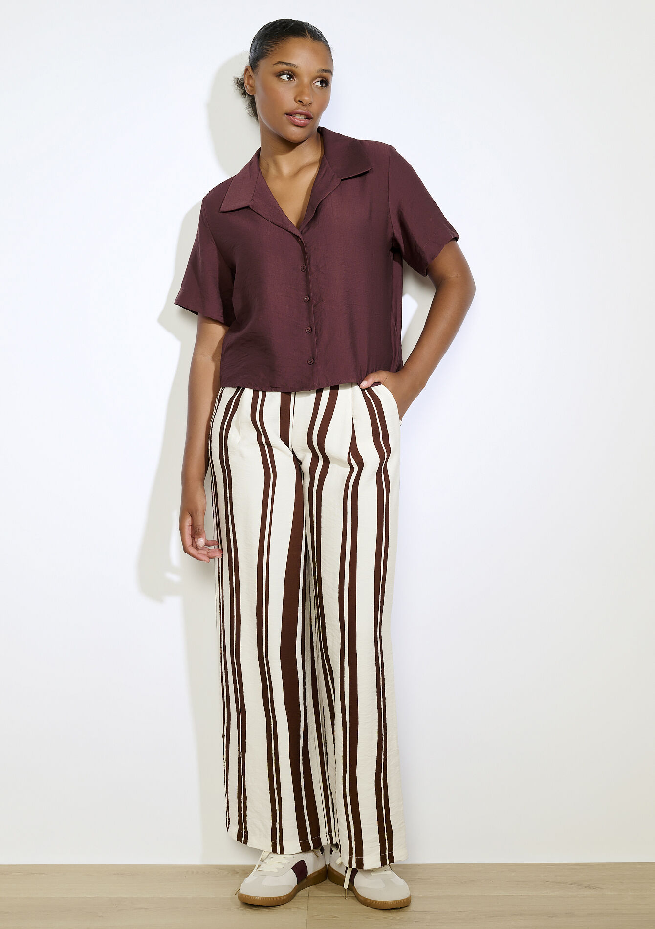 Chemise courte fluide, Chemise courte fluide - BROWN DARK CHOCOLATE - 05702927_3720