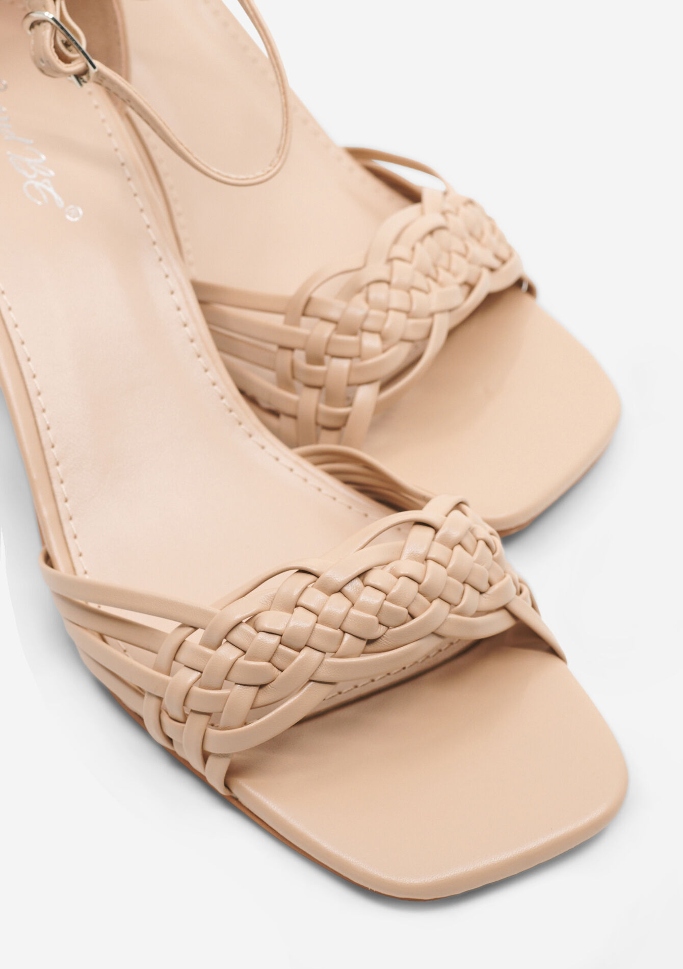 Gevlochten sandalen met hak, Gevlochten sandalen met hak - NUDE PINK - 13000813_1301