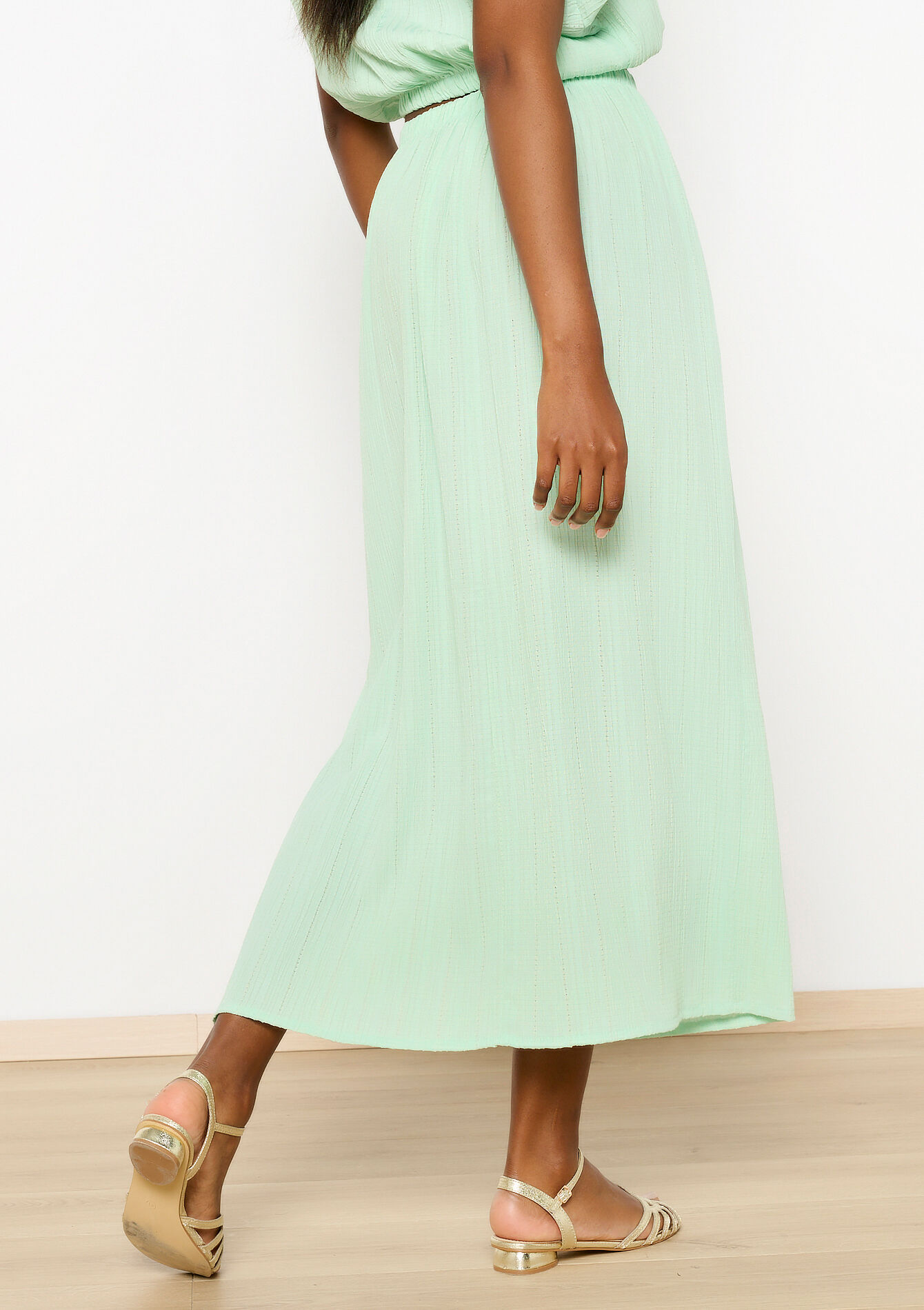 Maxi skirt with slit, Maxi skirt with slit - MINT GREEN - 07101258_1723