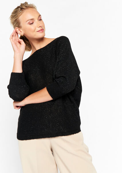 Pullover with batwing sleeves - BLACK - 04006249_1119