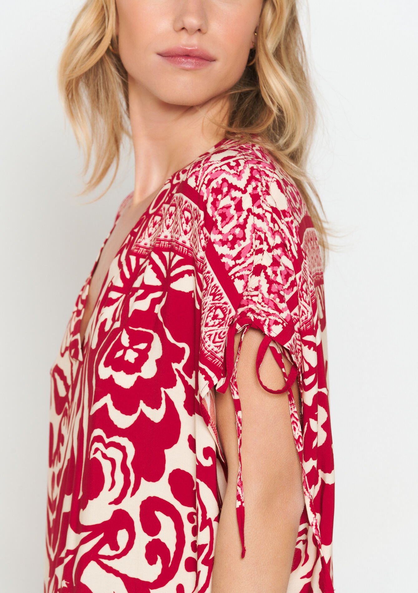 Kaftanjurk met bloemen, Kaftanjurk met bloemen - RED LIPSTICK - 08103575