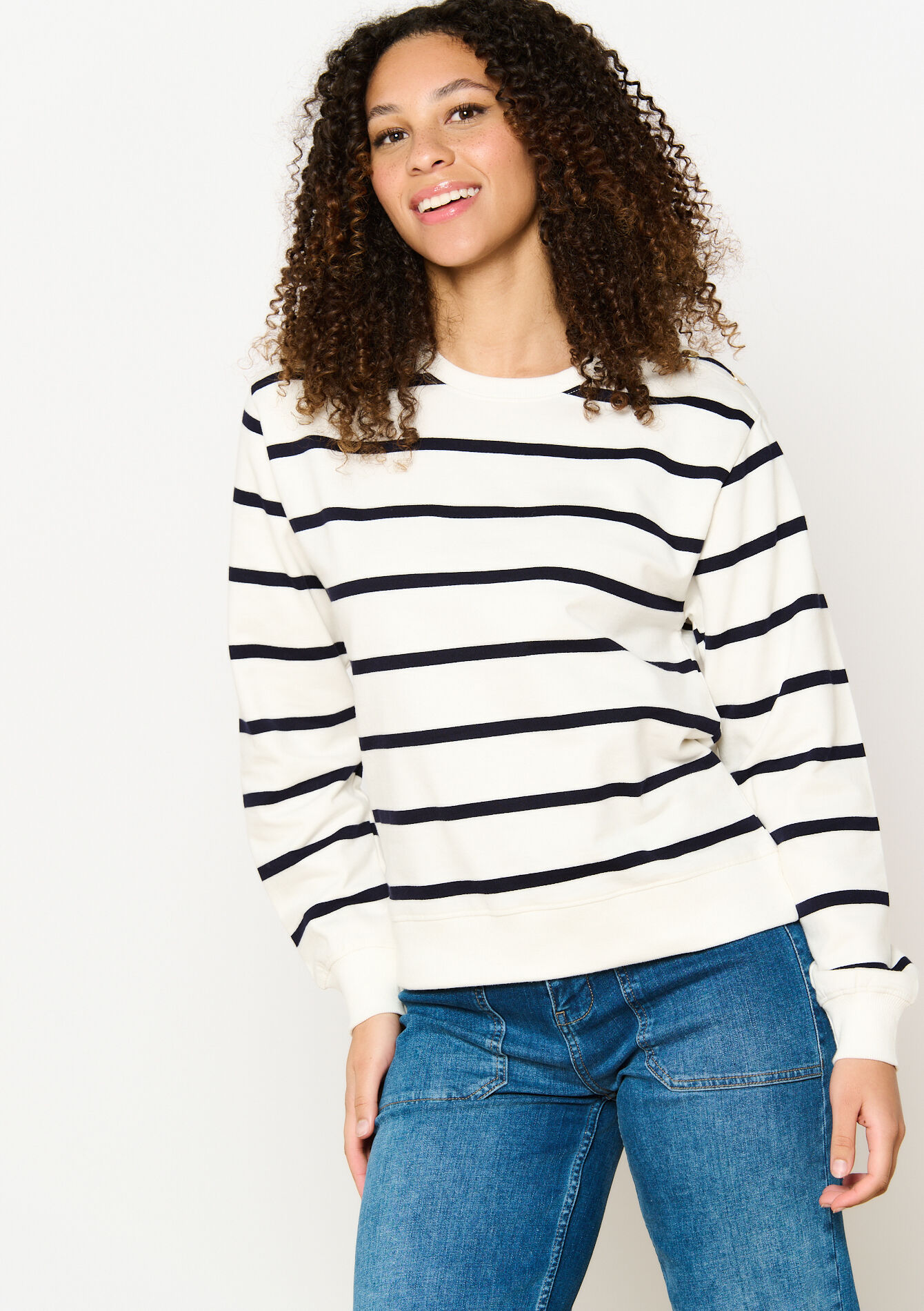 Gestreepte sweater, Gestreepte sweater - VANILLA WHITE - 03001752_1013