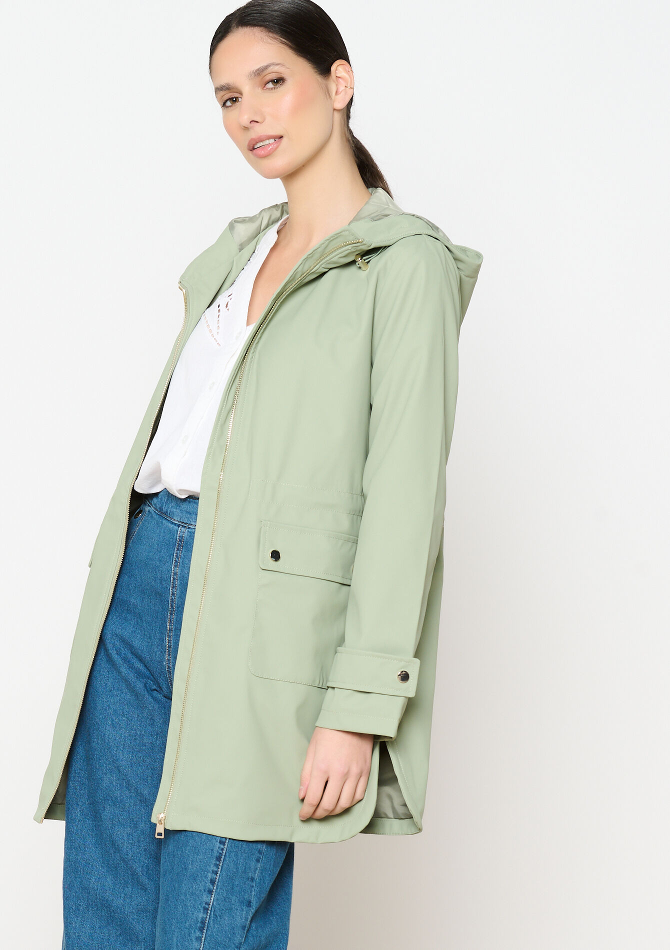 Lange gecoate parka, Lange gecoate parka - KHAKI FADED - 23000724_4326