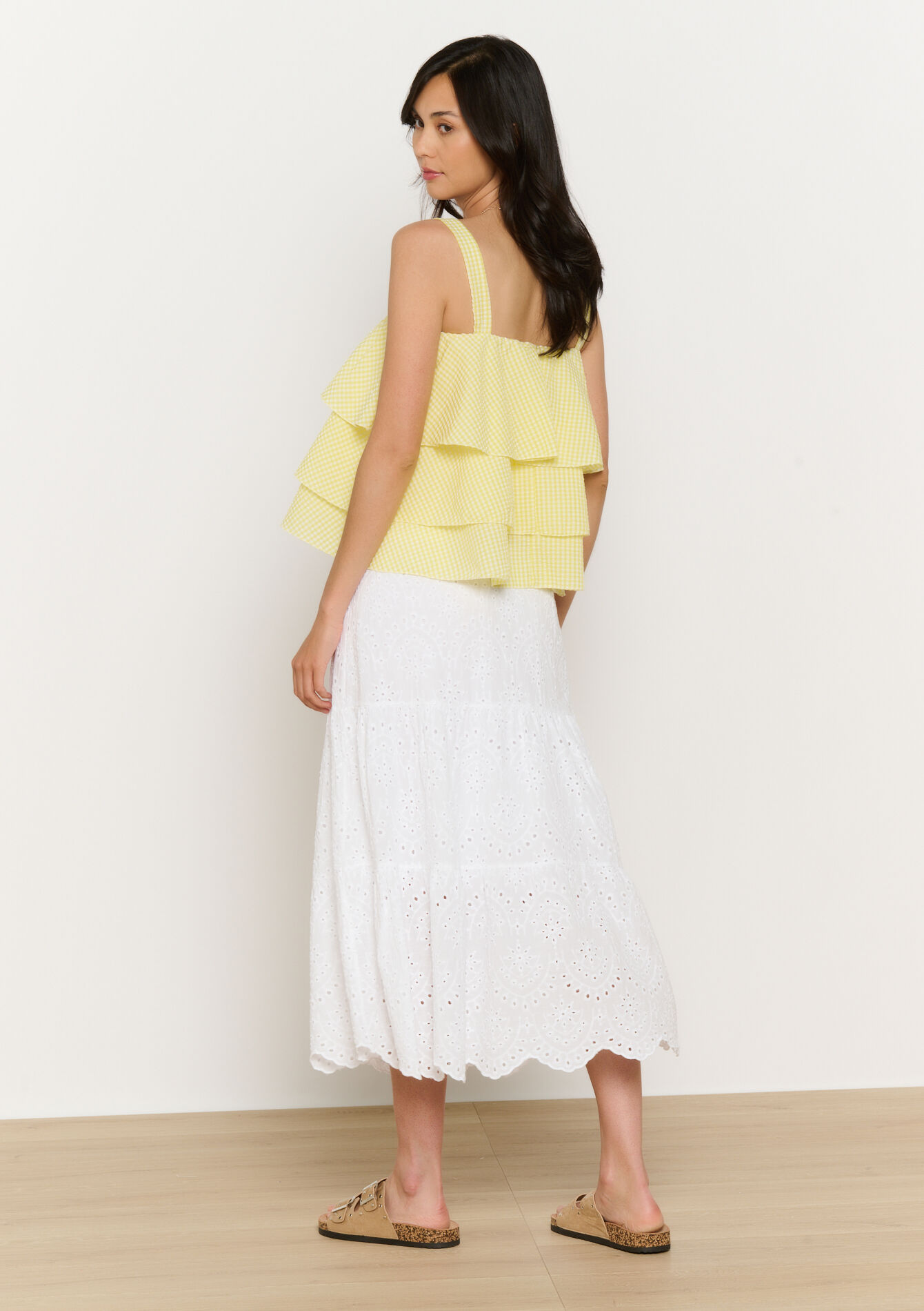 Jupe midi brodée, Jupe midi brodée - OPTICAL WHITE - 07101378_1019