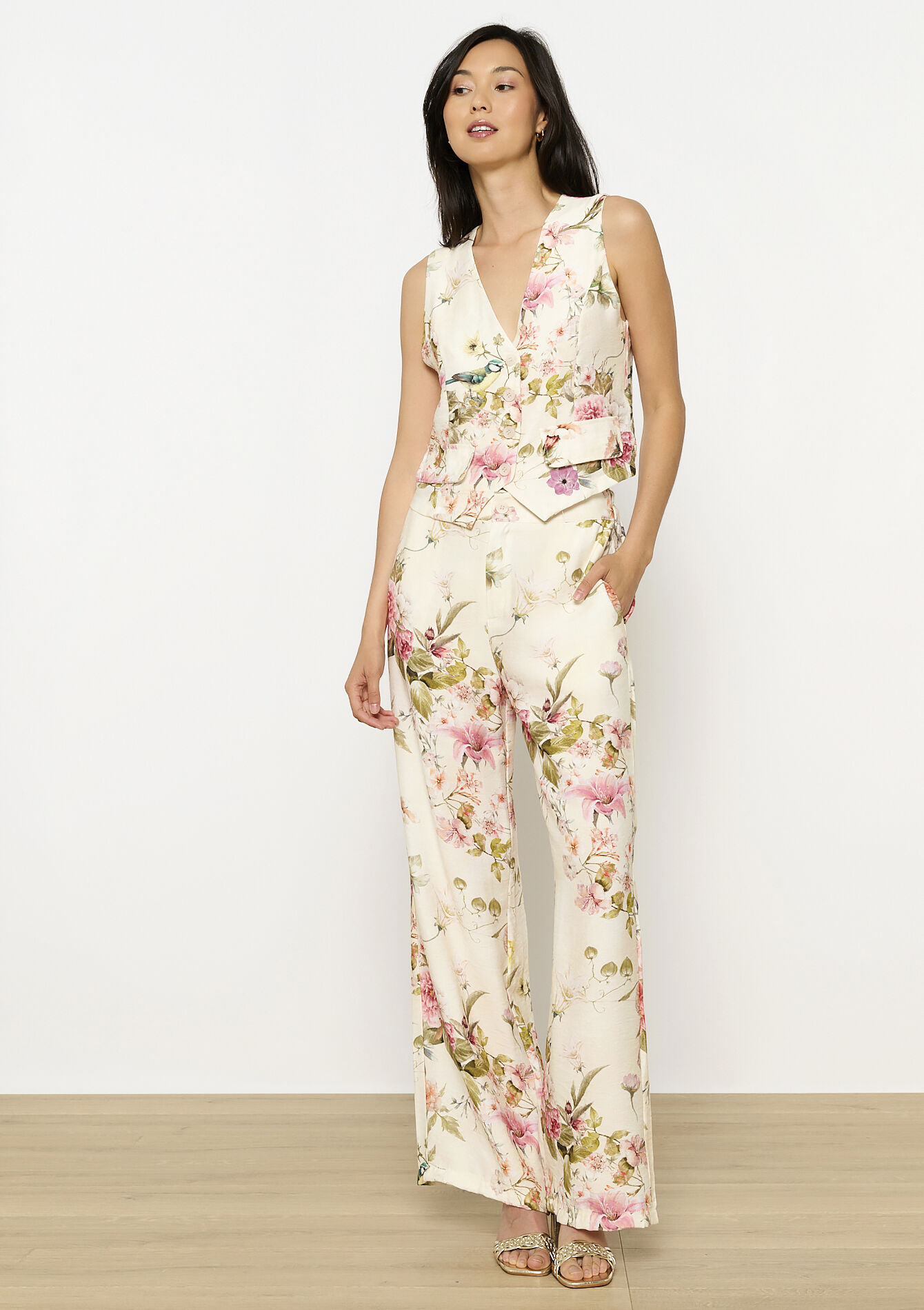 Mouwloos bloemenvest, Mouwloos bloemenvest - VANILLA WHITE - 09001480_1013