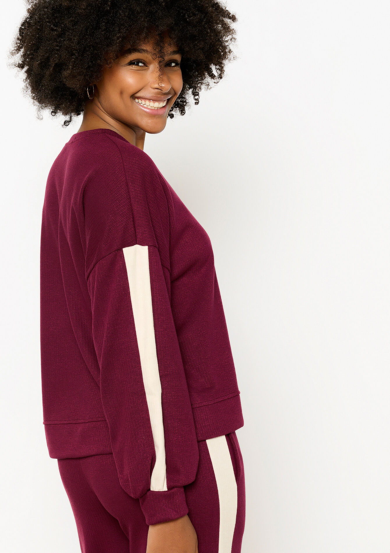 Sweater met streep - BORDEAU RUST - 15100311_1285