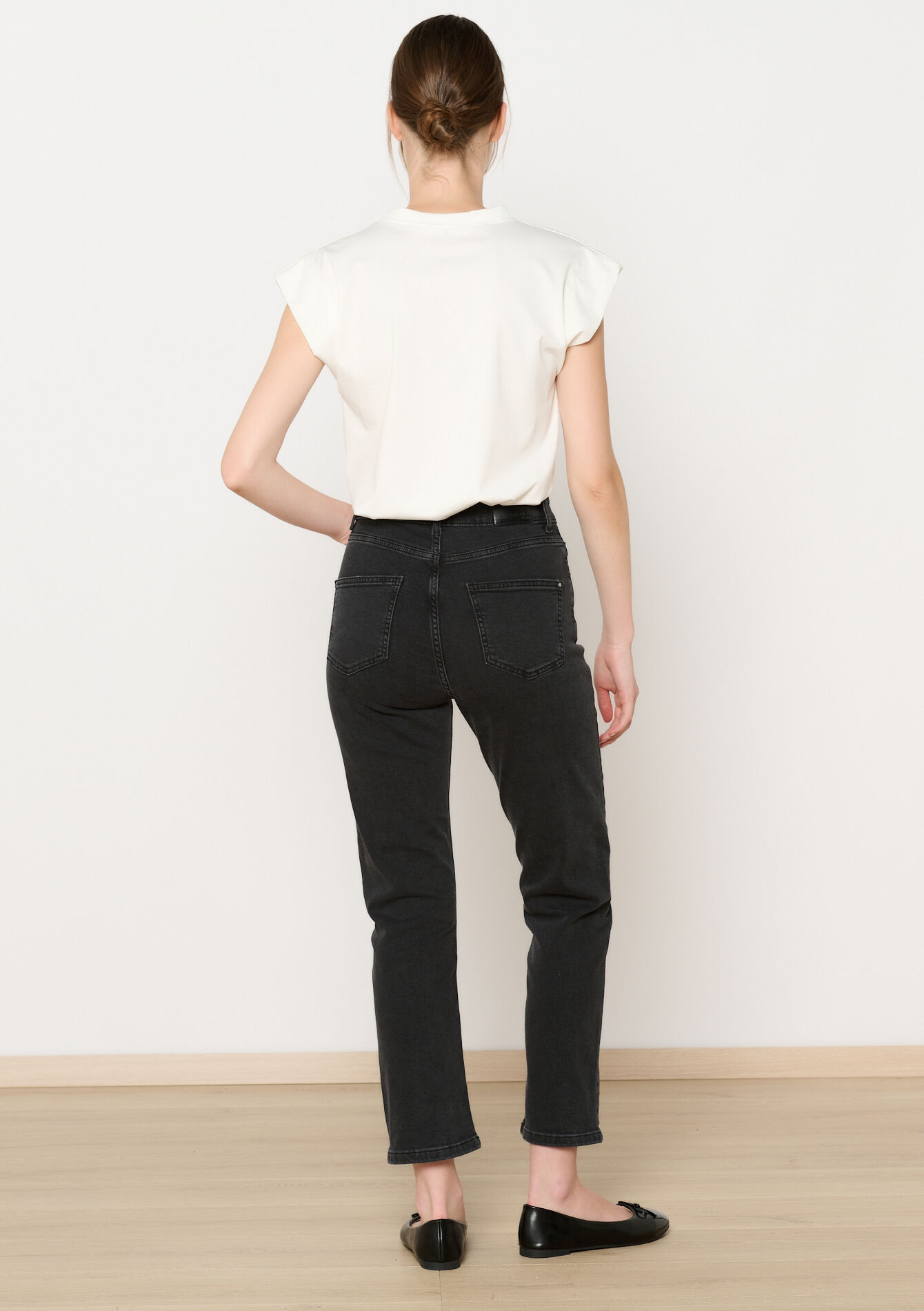 Rechte jeans met hoge taille, Rechte jeans met hoge taille - DARK GREY - 22000535_0513