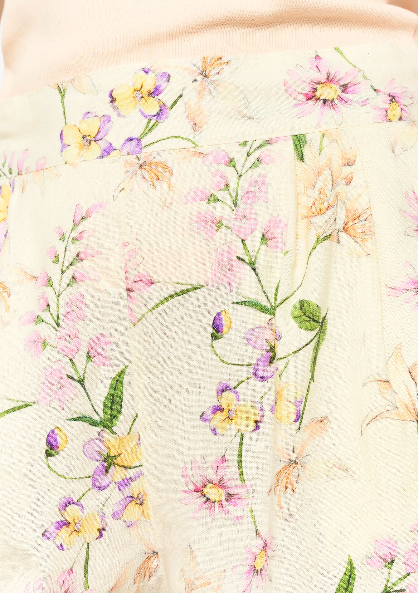 Short en lin à imprimé fleuri - OFFWHITE - 1091827