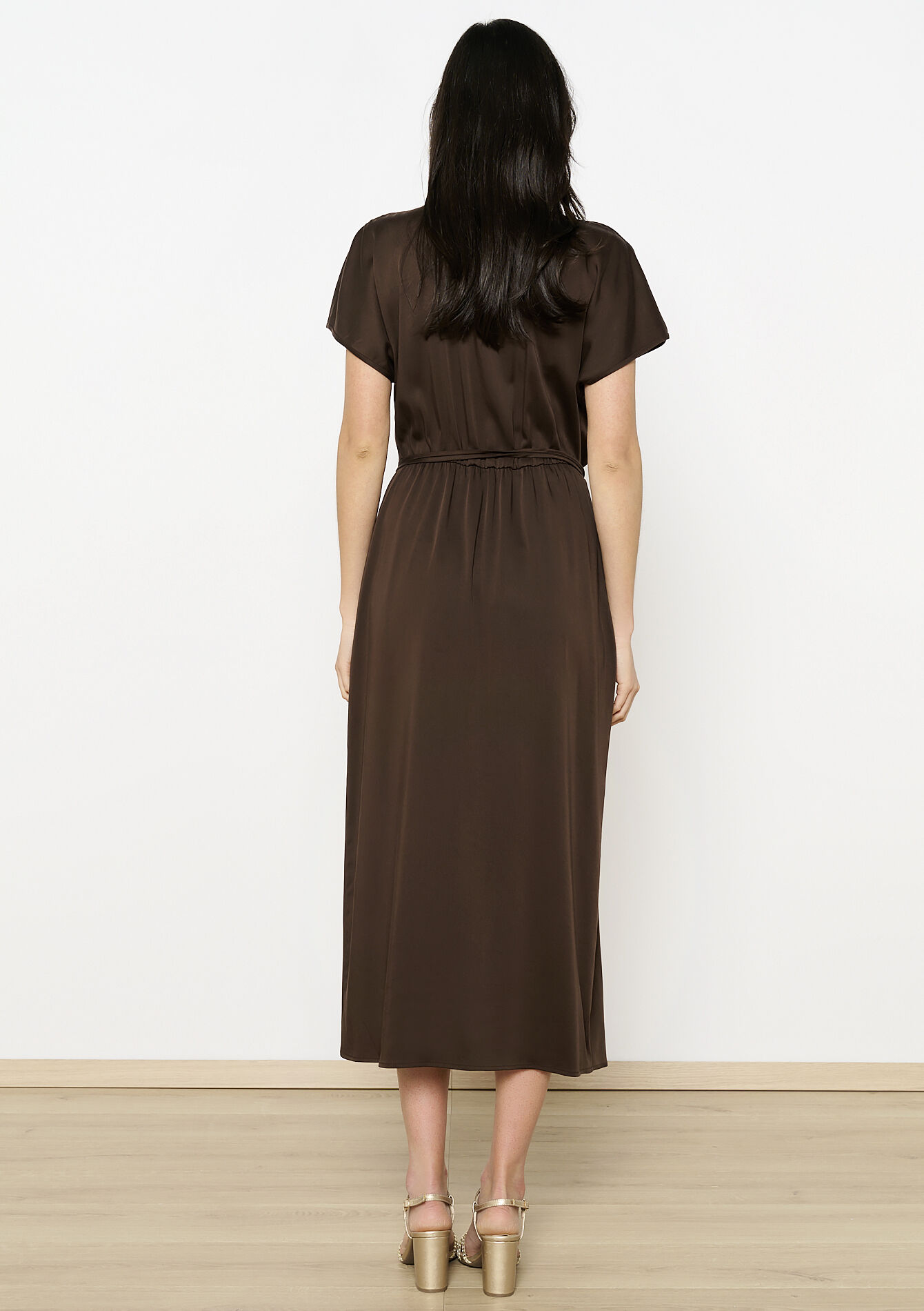 Midi-jurk met overslag, Midi-jurk met overslag - BROWN DARK CHOCOLATE - 08104029_3720