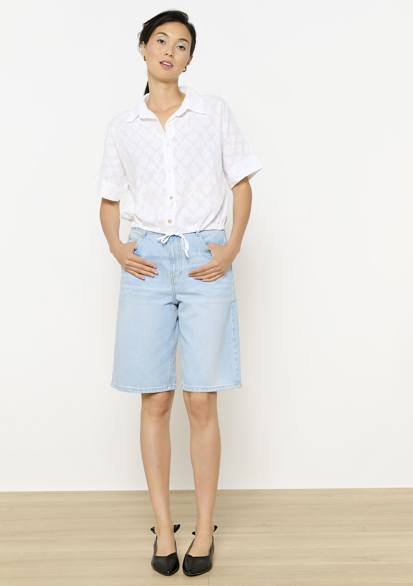 Tie-front shirt - OPTICAL WHITE - 05702862_1019