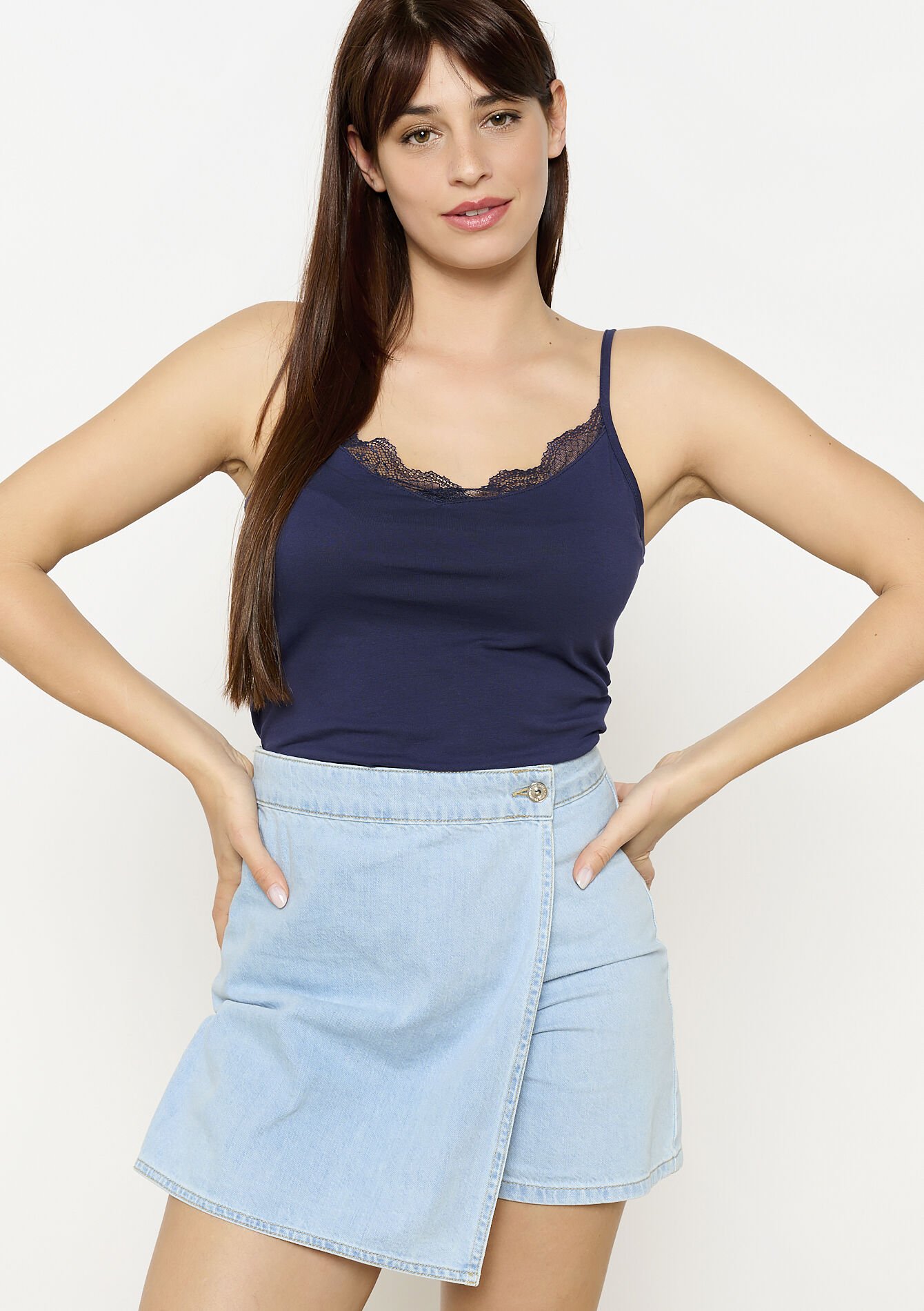 Lace-trimmed camisole, Lace-trimmed camisole - NAVY BASIC - 02200472_2723