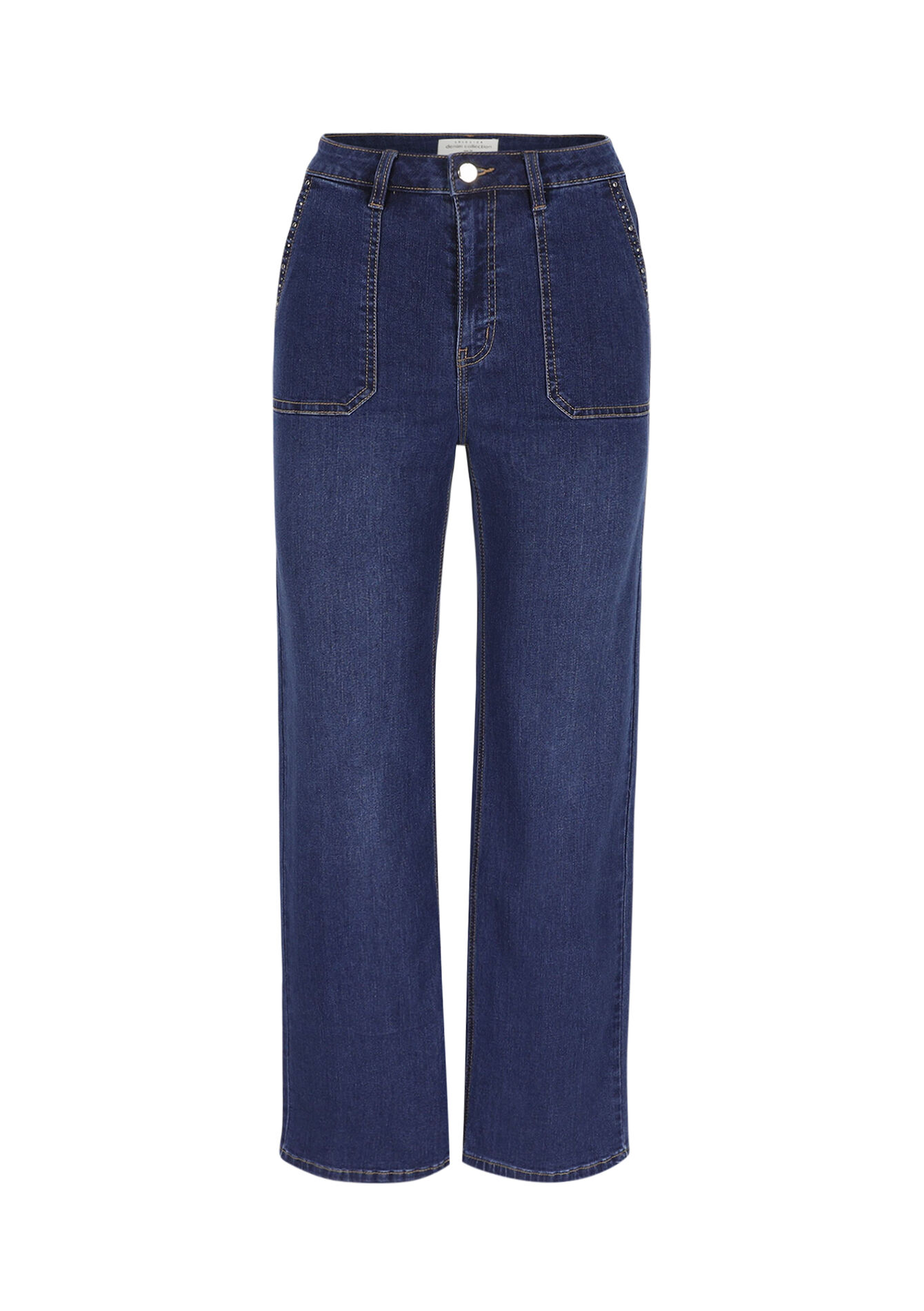 Wide-leg jeans with pockets, Wide-leg jeans with pockets - DARK BLUE - 22000601_0501
