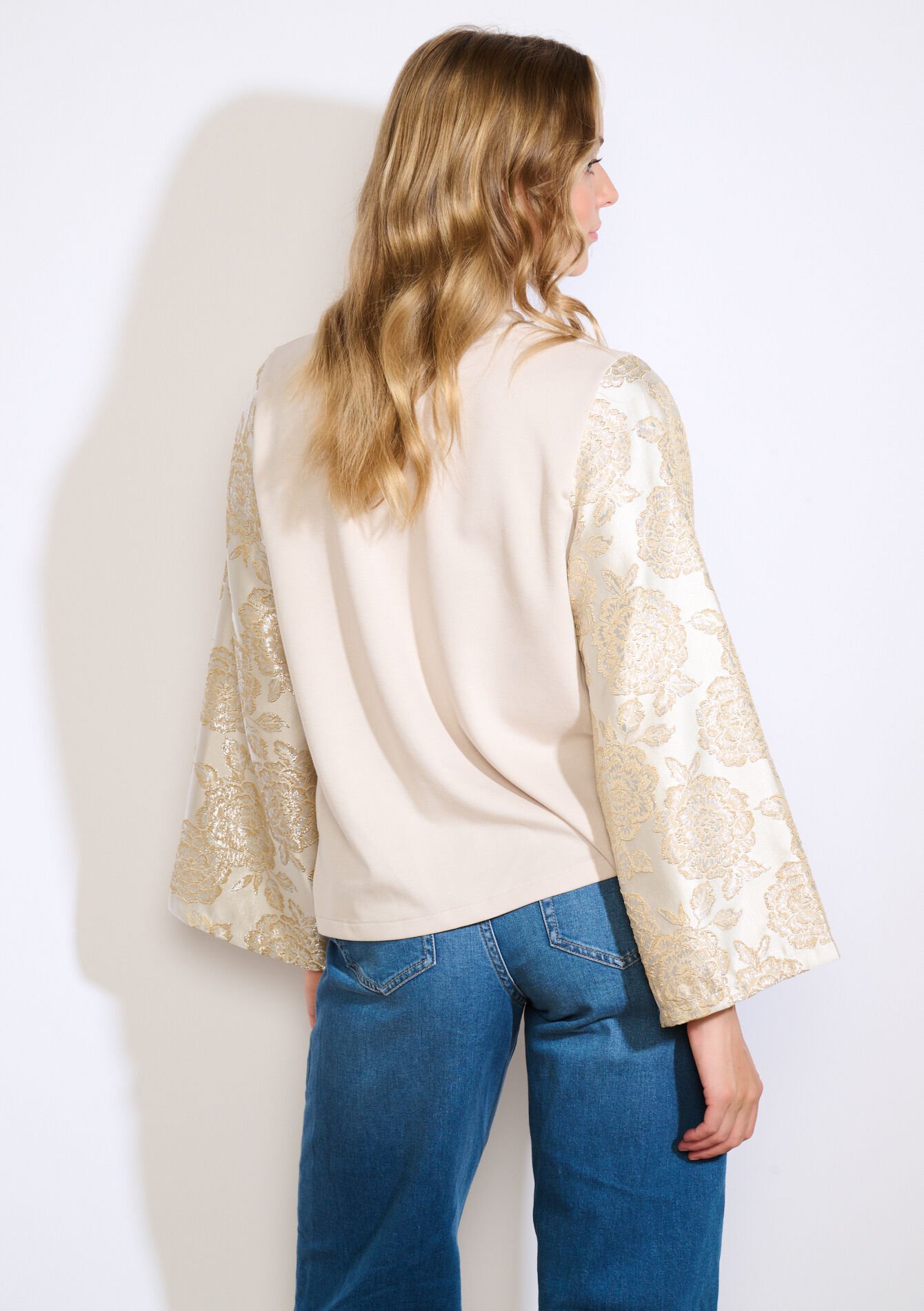 Sweat à manches jacquard, Sweat à manches jacquard - VANILLA WHITE - 03001809