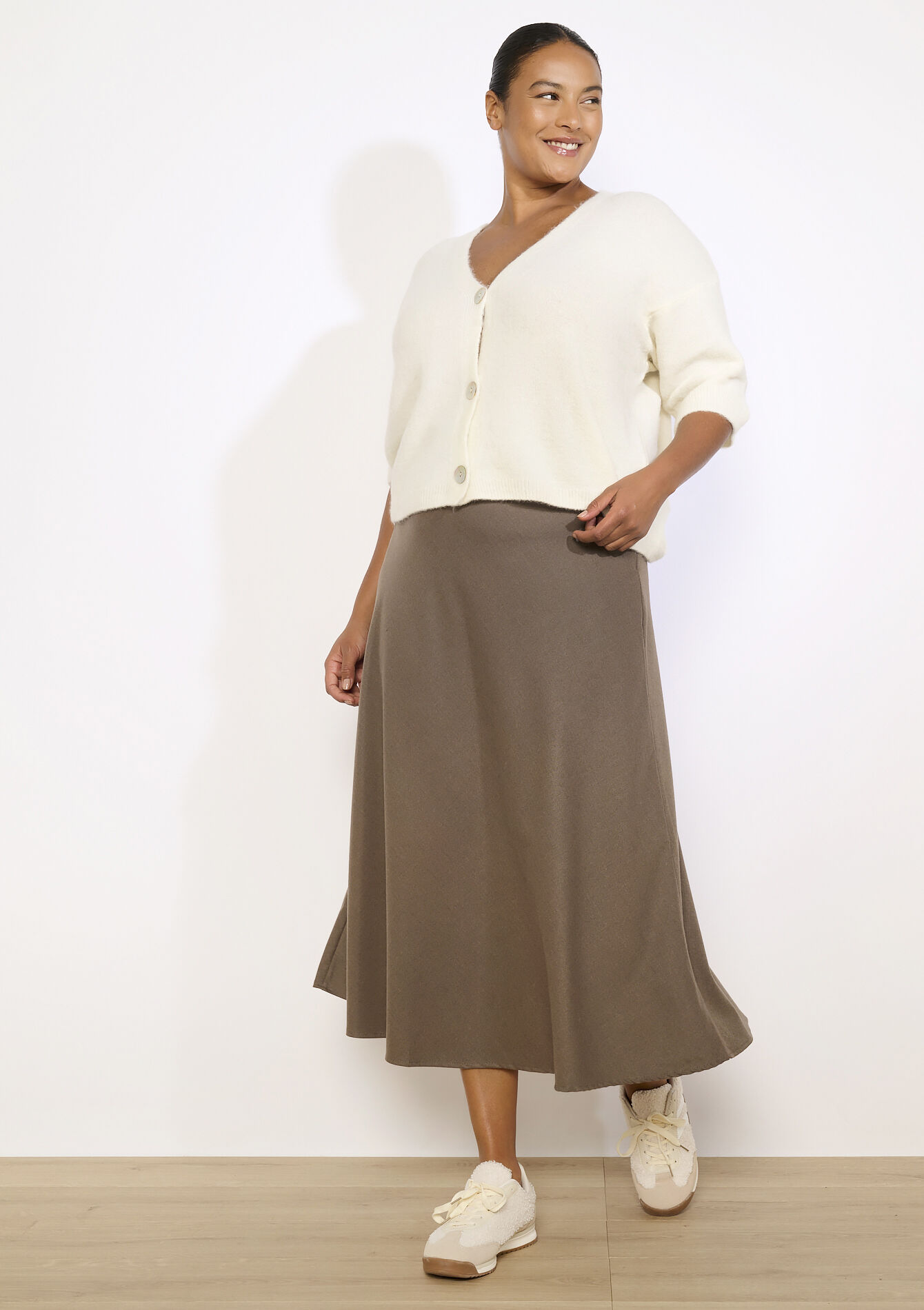 Flanellen maxirok, Flanellen maxirok - TAUPE - 07101442_1021