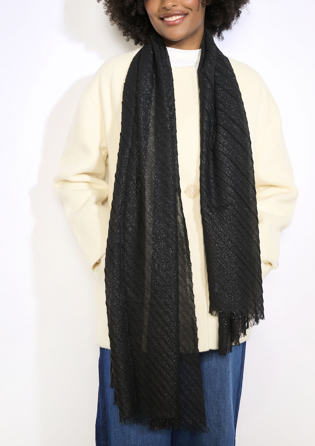 Écharpe brillante fluide, Écharpe brillante fluide - BLACK - 17101360_1119