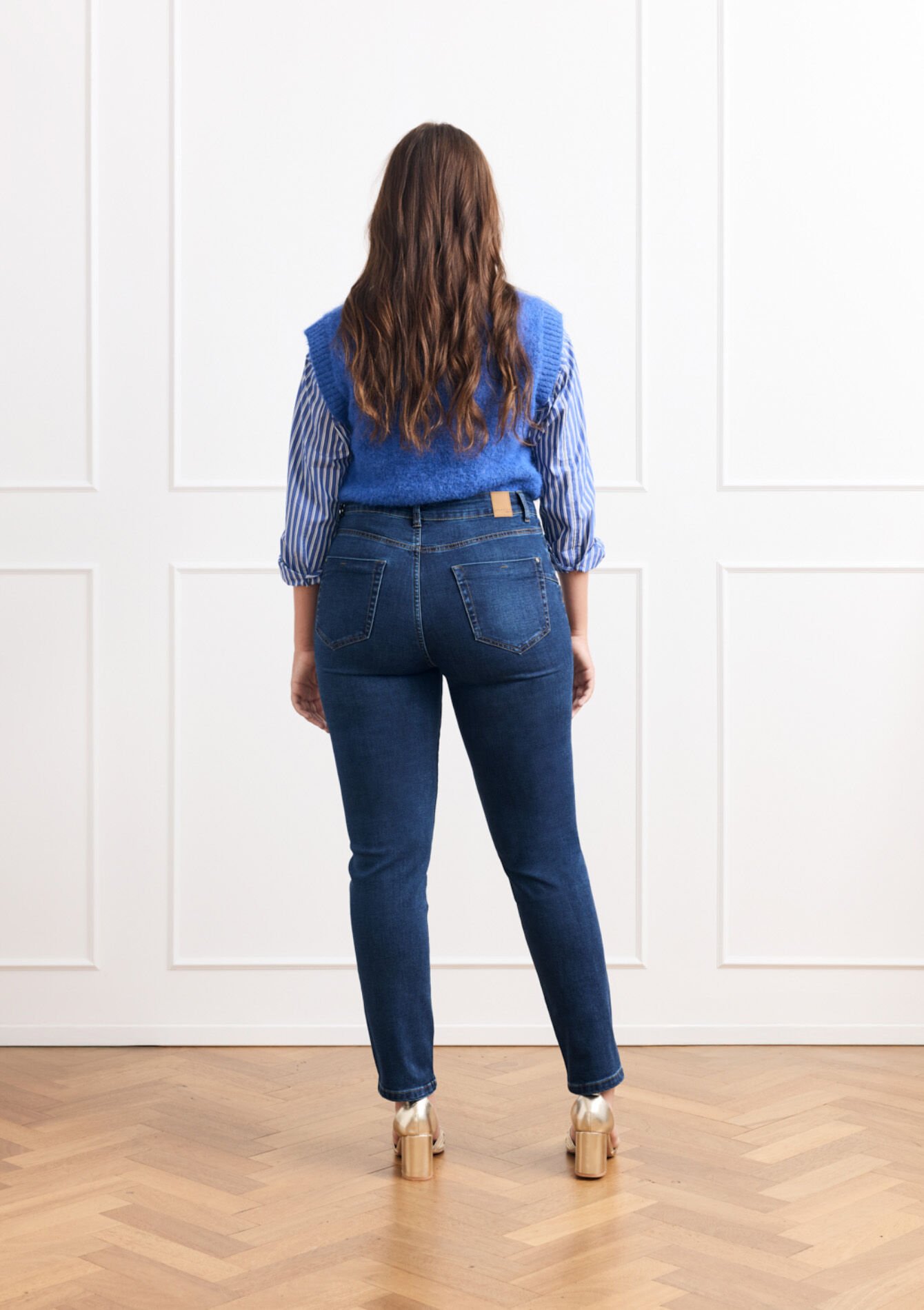 Slim jeans met hoge taille - DARK BLUE - 22000588_0501