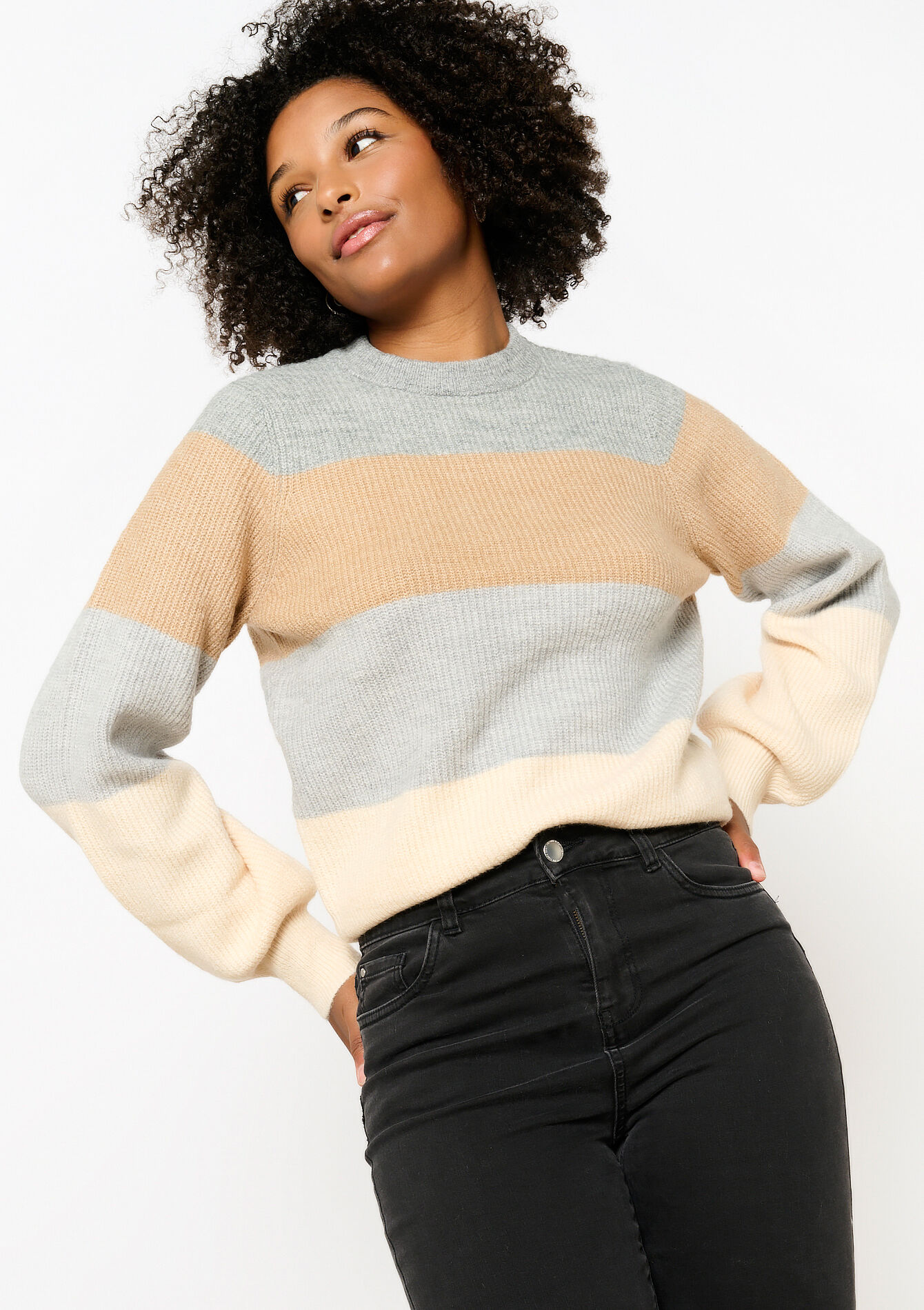 Pull avec blocs de couleur, Pull avec blocs de couleur - GREY MED MEL - 04006536_3507