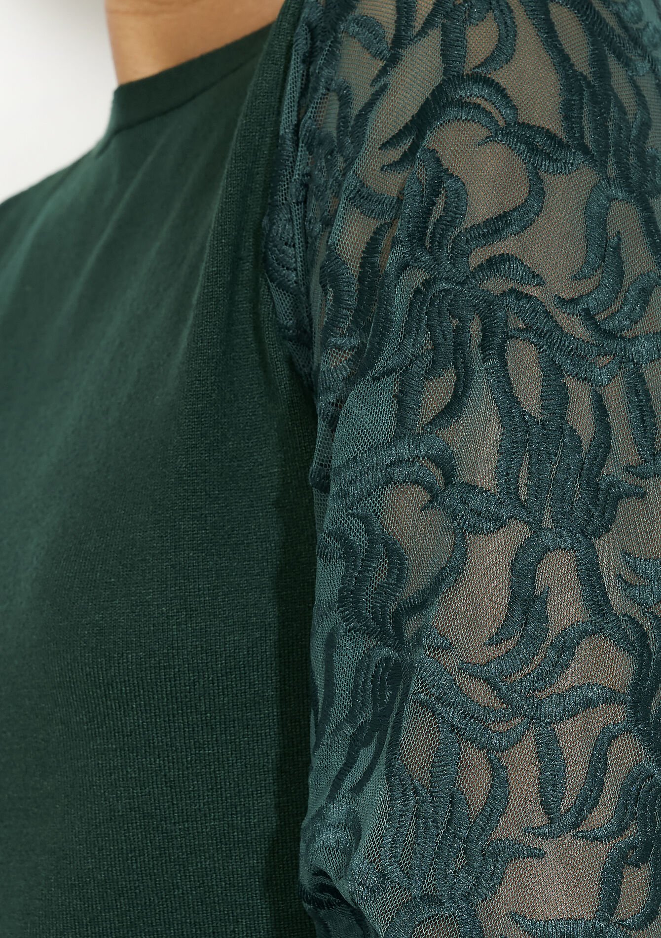 Trui met transparante mouwen, Trui met transparante mouwen - BOTTLE GREEN - 04006917_1778