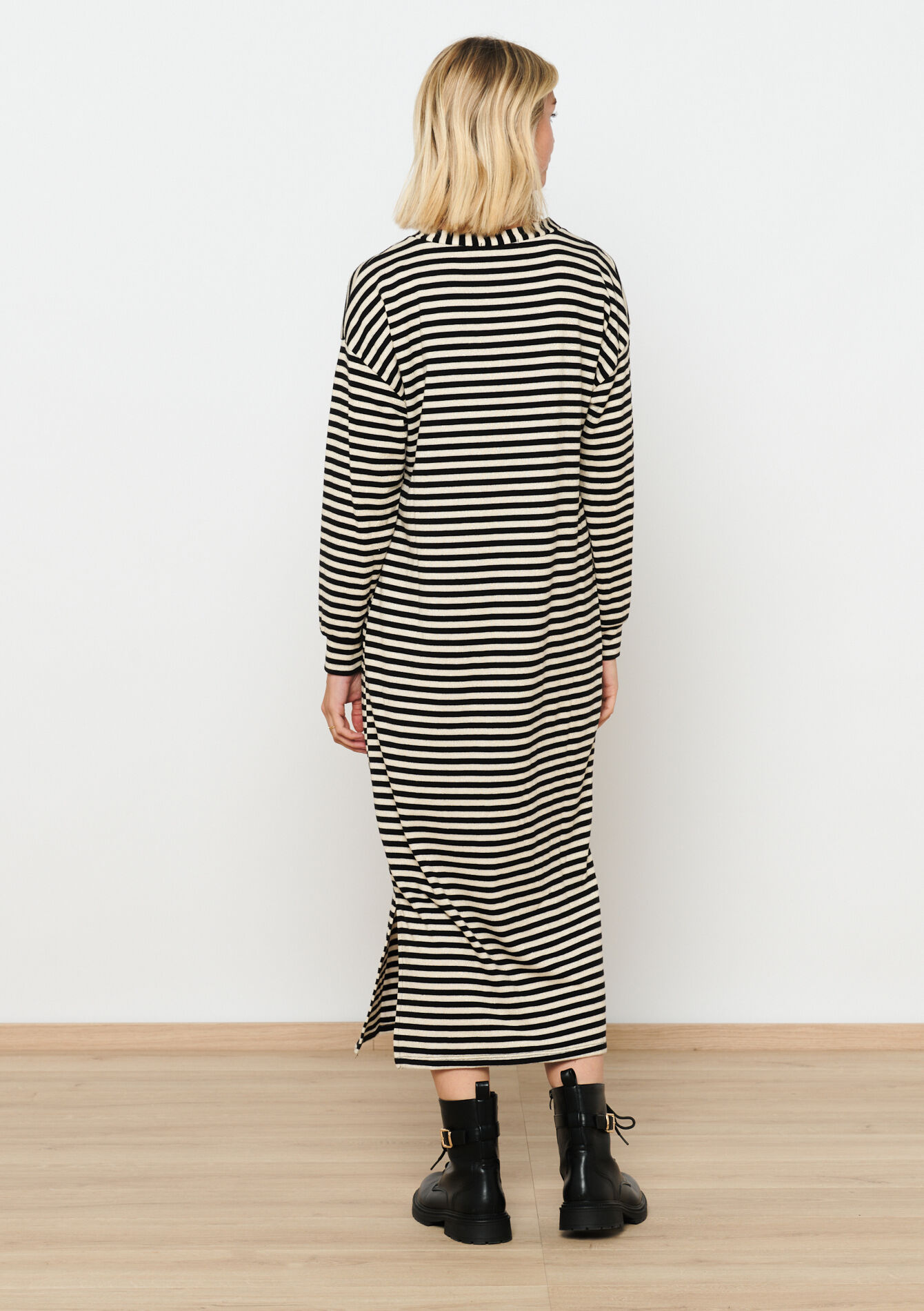 Robe pull à rayures, Robe pull à rayures - BLACK - 08602213_1119