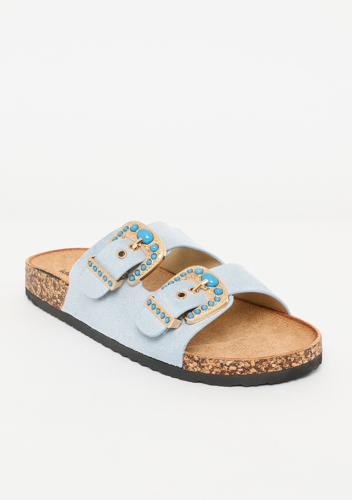 Studded buckle sandals - BLUE PASTEL - 13000856_3003
