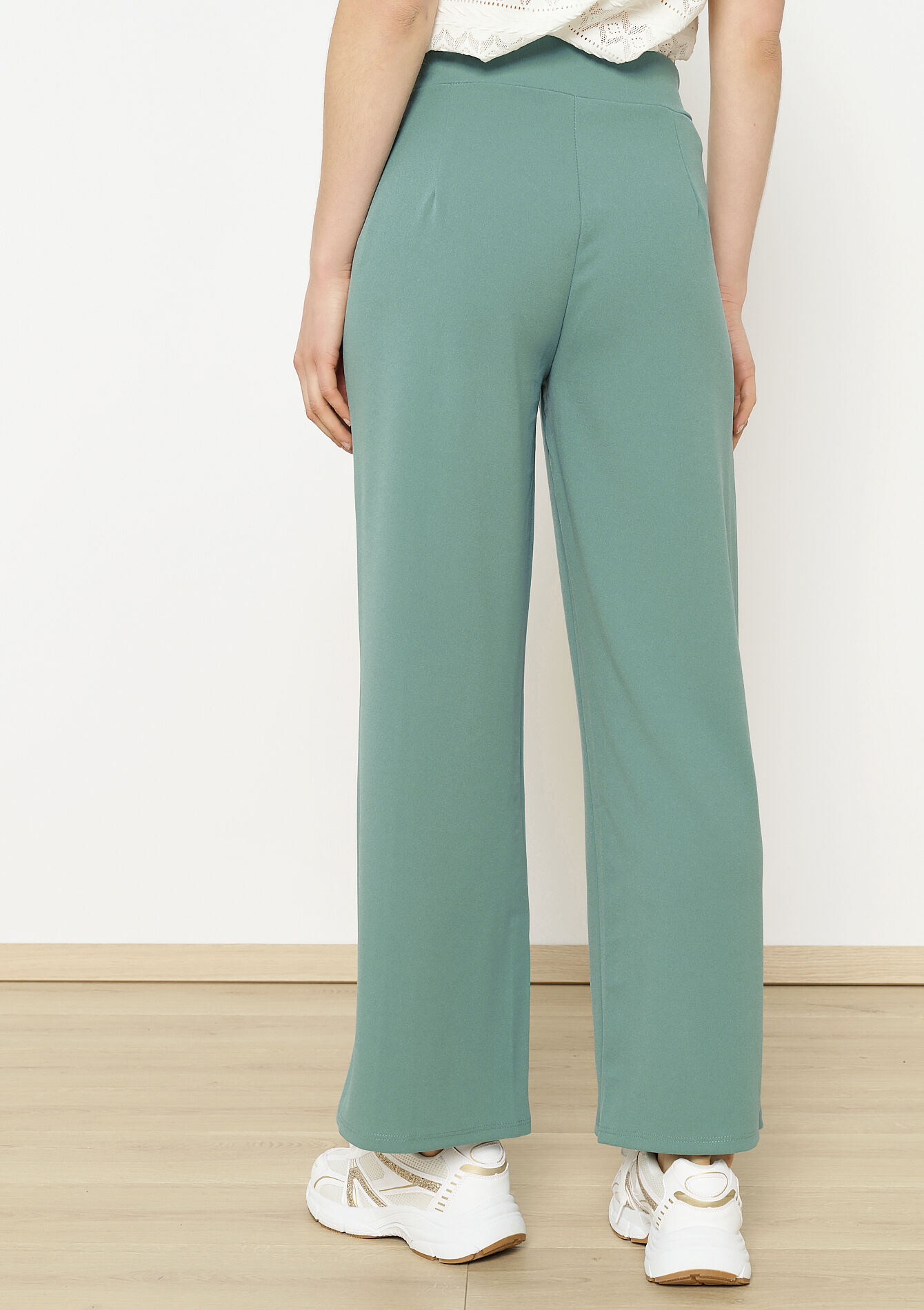 Soepele hoge taille broek, Soepele hoge taille broek - MINT GREEN - 06600947_1723