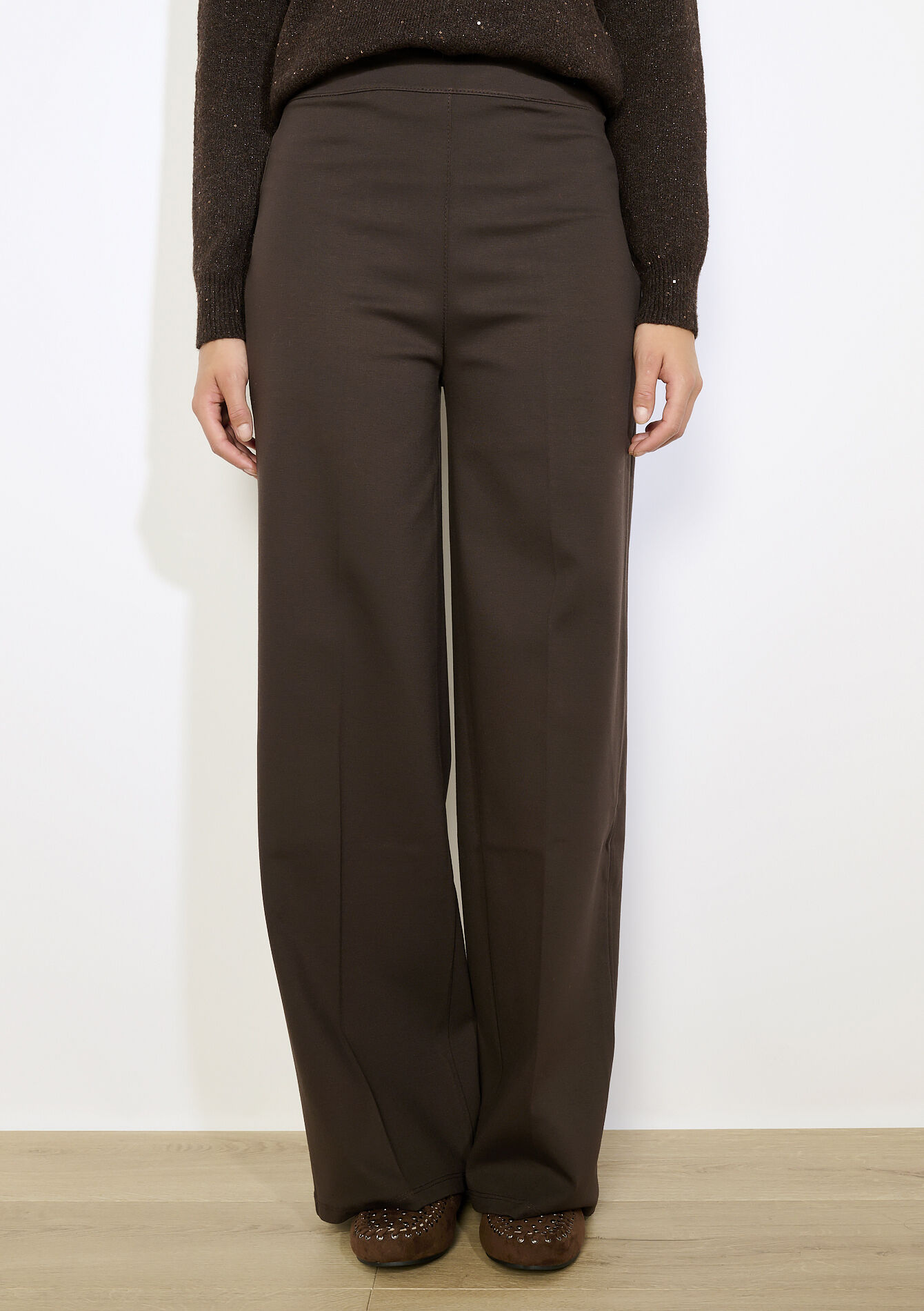Pantalon évasé chic, Pantalon évasé chic - BROWN DARK CHOCOLATE - 06601049_3720