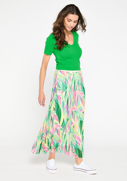 Maxi skirt with pleats - GREEN APPLE  - 07100969_1783