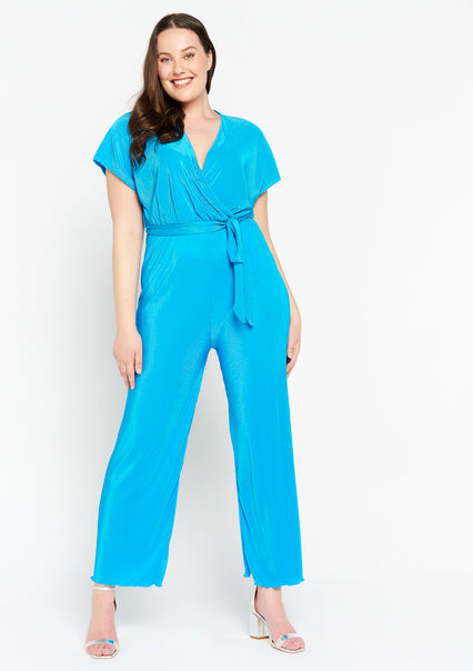 Jumpsuit with pleats - TURQUOISE - 06004393_1759